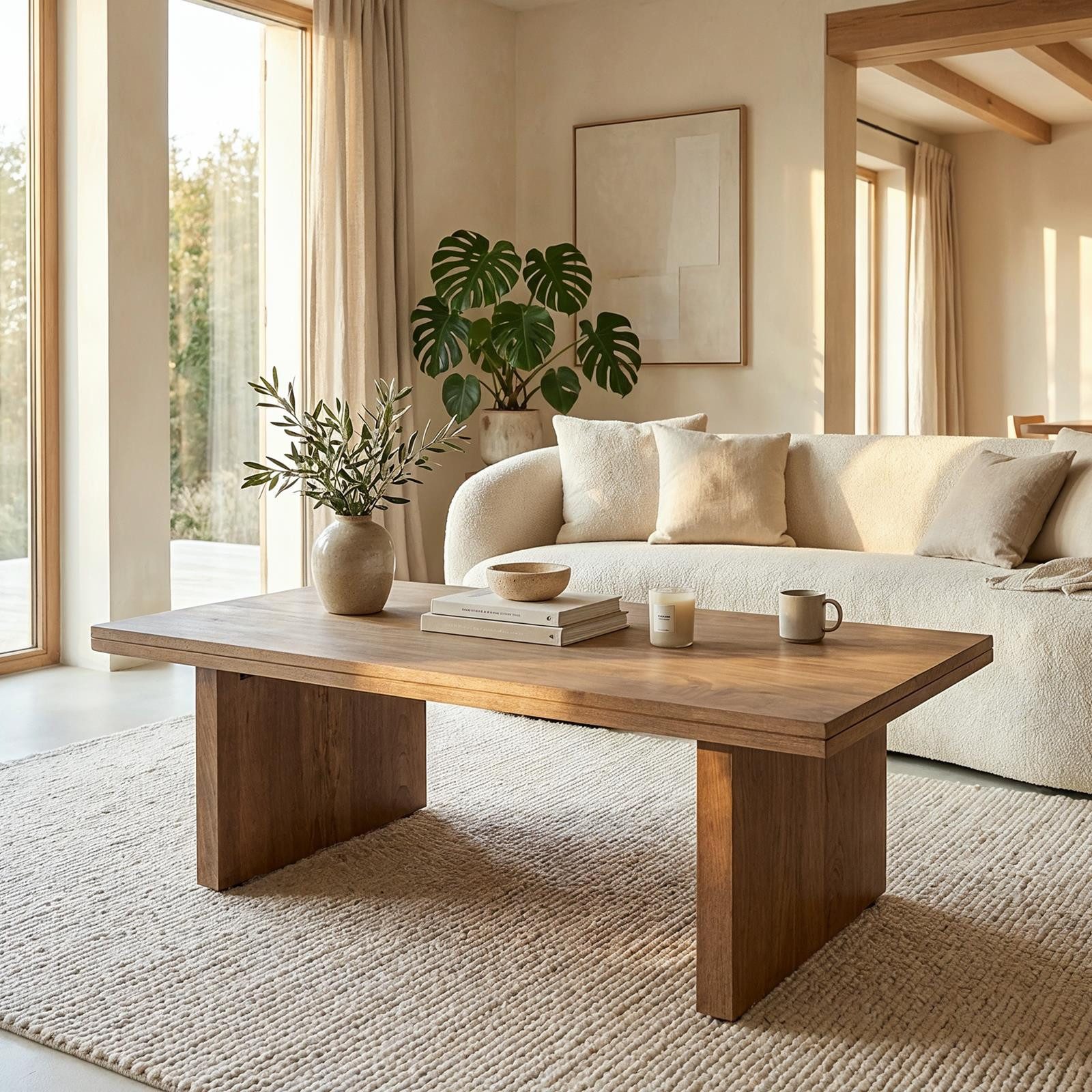IDIMEX Couchtisch MALABO, Wohnzimmertisch 120x60 cm aus massivem Mangoholz Hellbraun