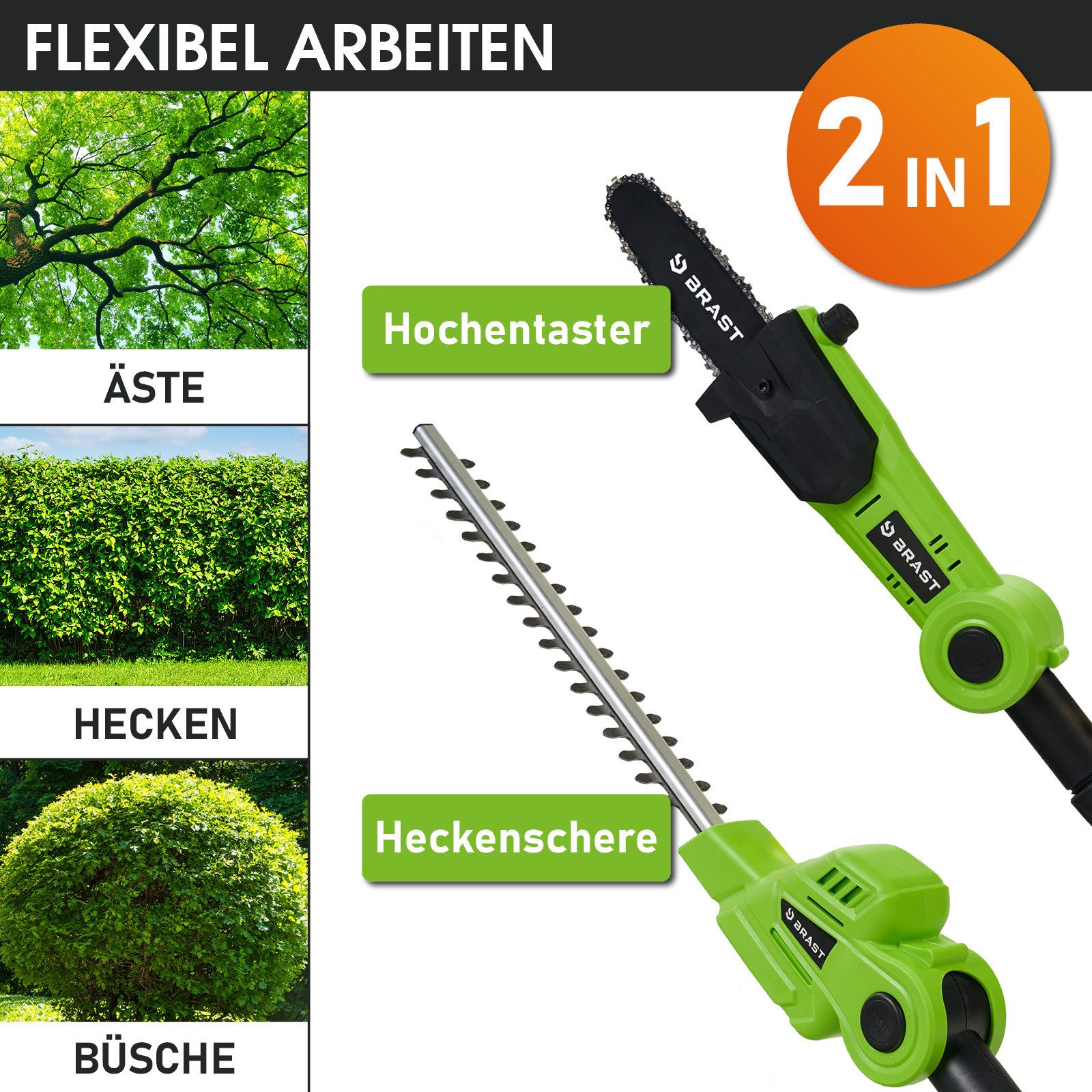 BRAST Heckenschere Teleskop- und Hochentaster, 2in1 günstig online kaufen