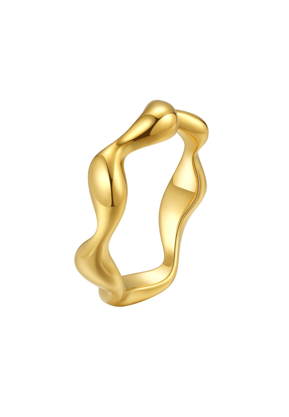 Hey Happiness Fingerring Bandring Edelstahl Damen, 18K Roségold vergoldet, Wellenring Freundschaftsring ohne Stein, wasserfest