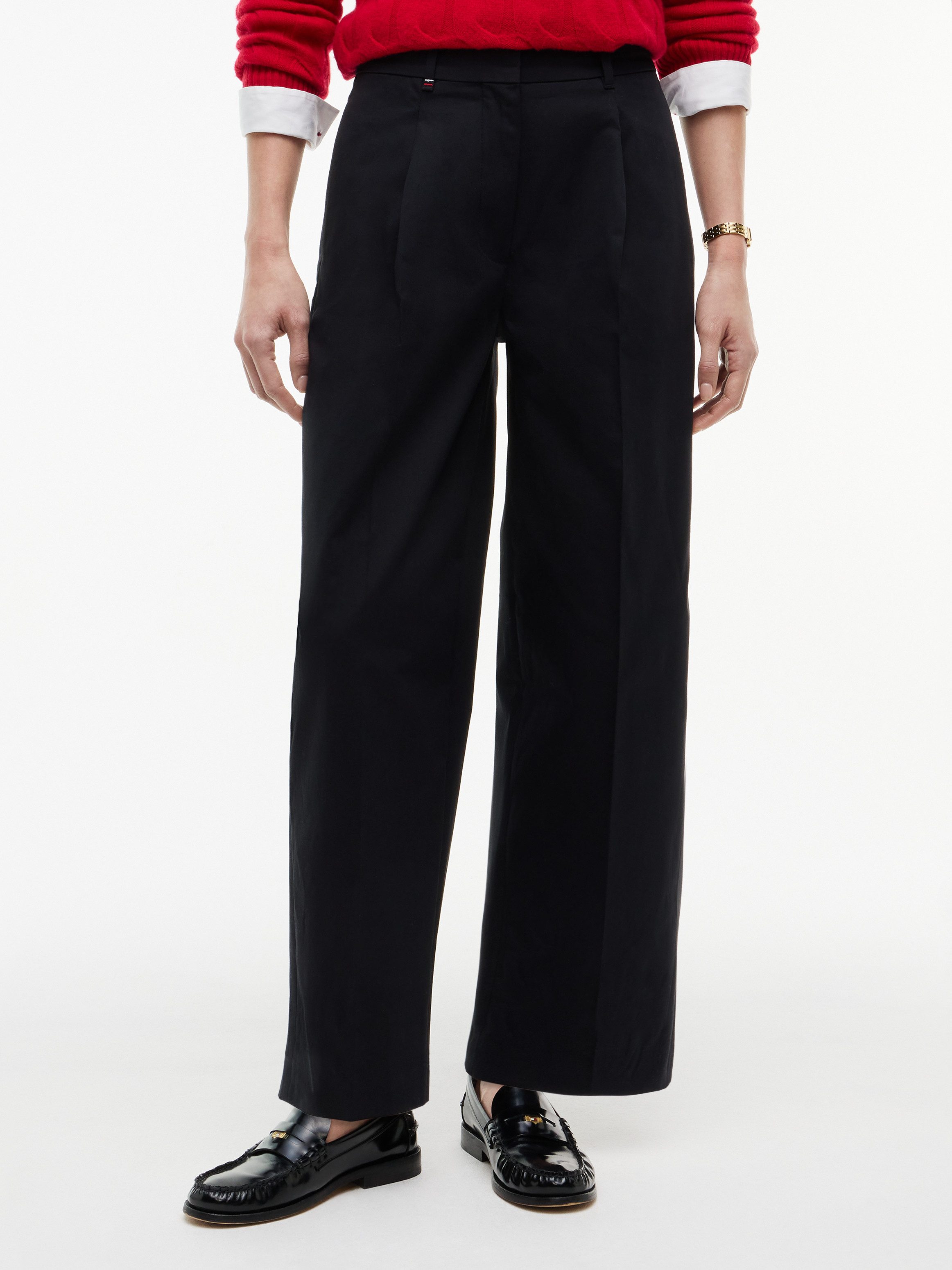 Tommy Hilfiger Chinohose COTTON BARREL PLEATED CHINO Baumwollmix, Mid Rise, Tapered