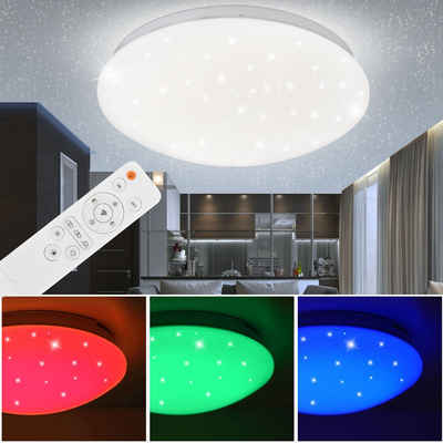etc-shop LED Deckenleuchte, RGB LED Sternen Himmel Decken Leuchte CCT Fernbedienung Farbwechsel Lampe dimmbar