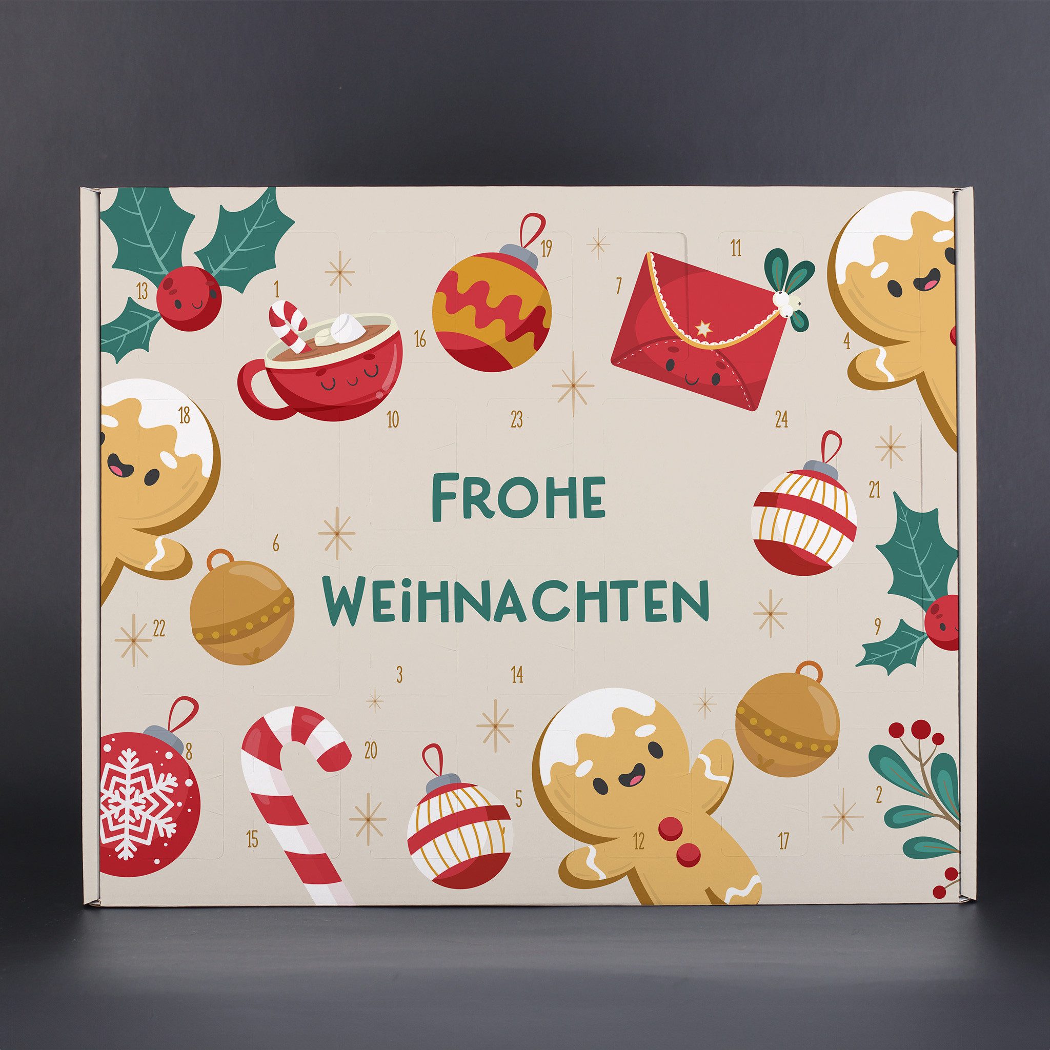 Herz & Heim befüllbarer Adventskalender mit festlichen Motiven zu Weihnachten - DIY Adventskalender, zum selbst Befüllen, aus stabiler Pappe – Bild 4 von 5