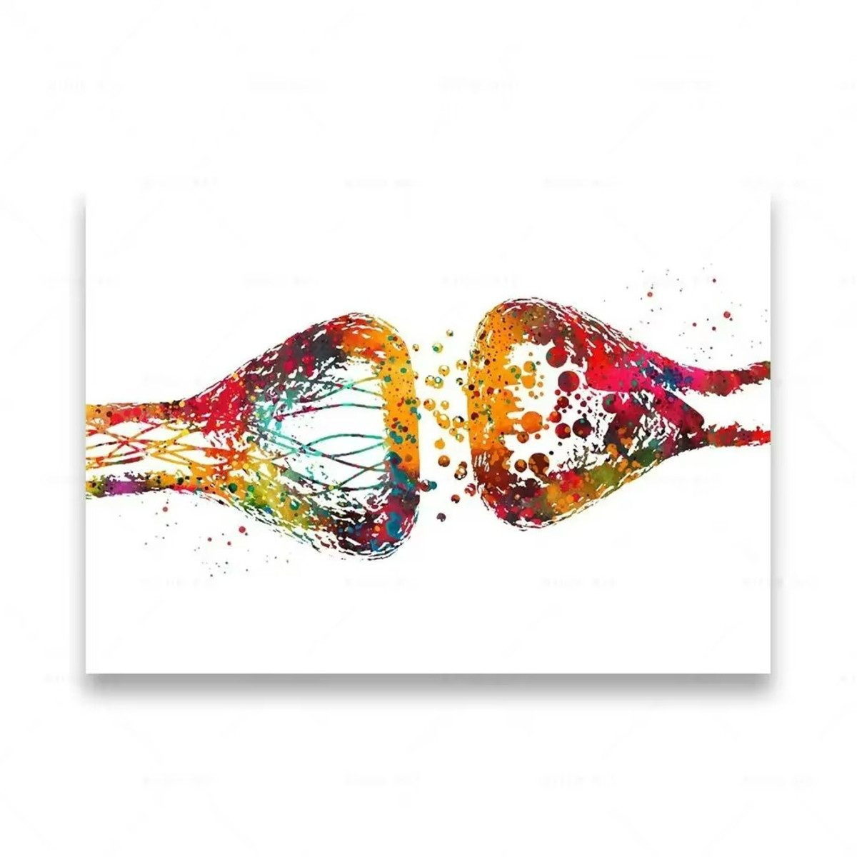 TPFLiving Kunstdruck (OHNE RAHMEN) Poster - Leinwand - Wandbild, Menschliche Anatomie, Wirbelsäule, Herz, Gehirn, Zähne, HD-Leinwand (Leinwandbild XXL), Farben: Orange, Rot, Blau, Schwarz, Weiß, Rosa -Größe: 40x60cm