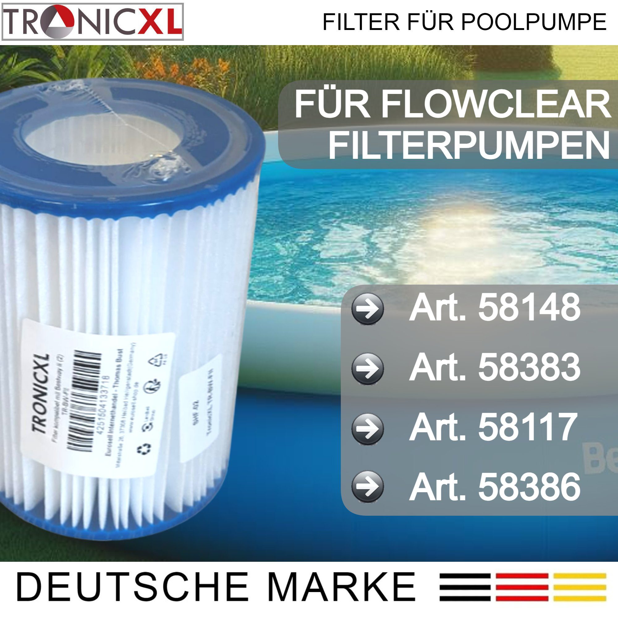 TronicXL Pool-Filterkartusche 4 Stück Filter Pool günstig online kaufen