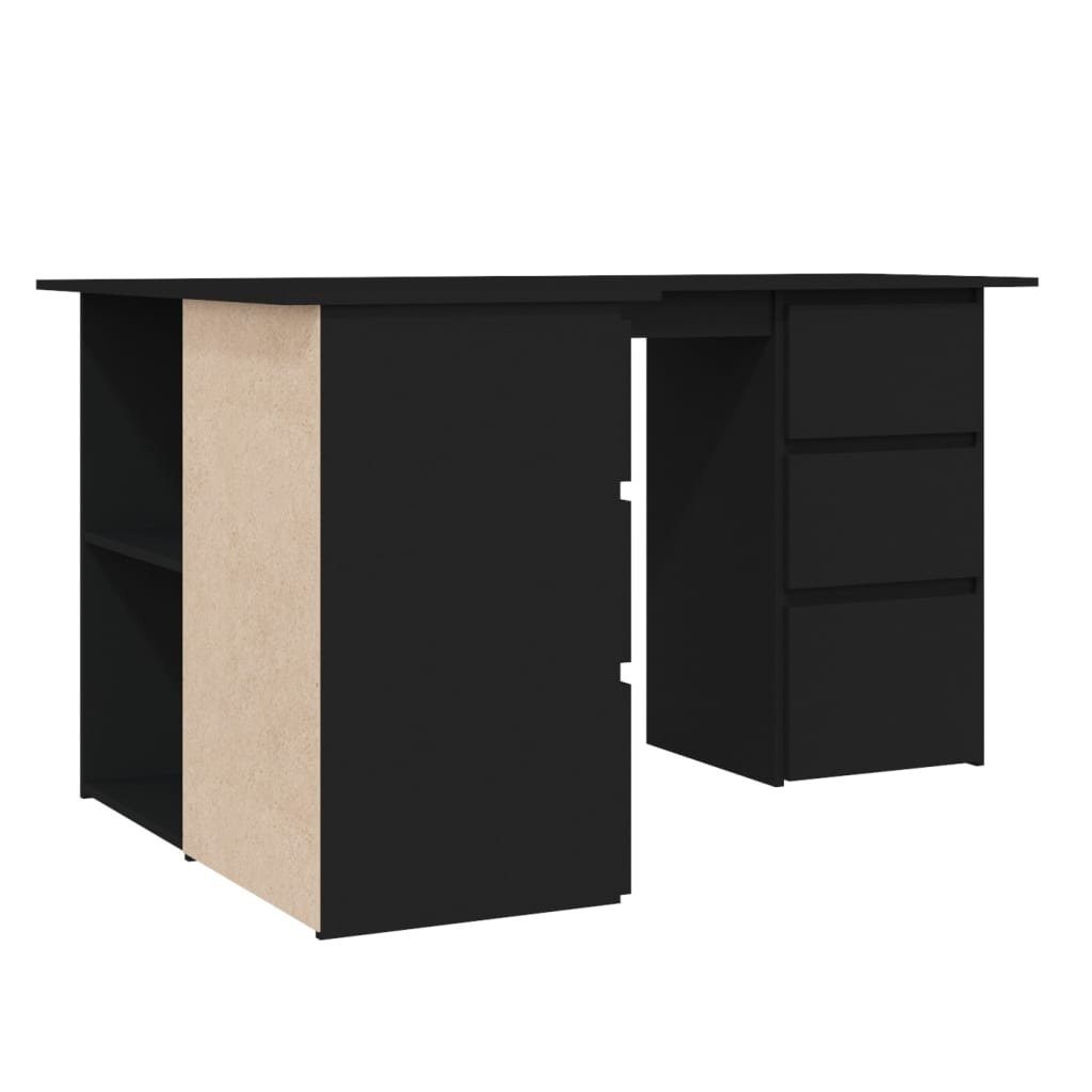 Schwarz Eckschreibtisch Schreibtisch Holzwerkstoff 145x100x76 cm furnicato