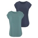 LASCANA Longshirt mit stark gerundetem Saum (2er-Pack) aus weichem Viskose-Stretch