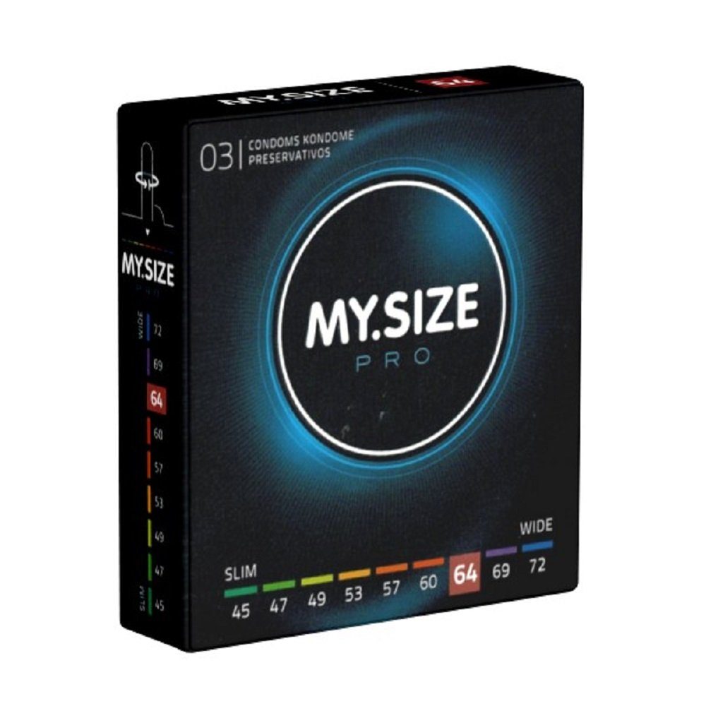 MY.SIZE XXL-Kondome PRO 64mm mit, für neue 3 MY.SIZE St., Sicherheit, Tragekomfort Packung Kondome Maßkondome, die besten Generation und Kondome