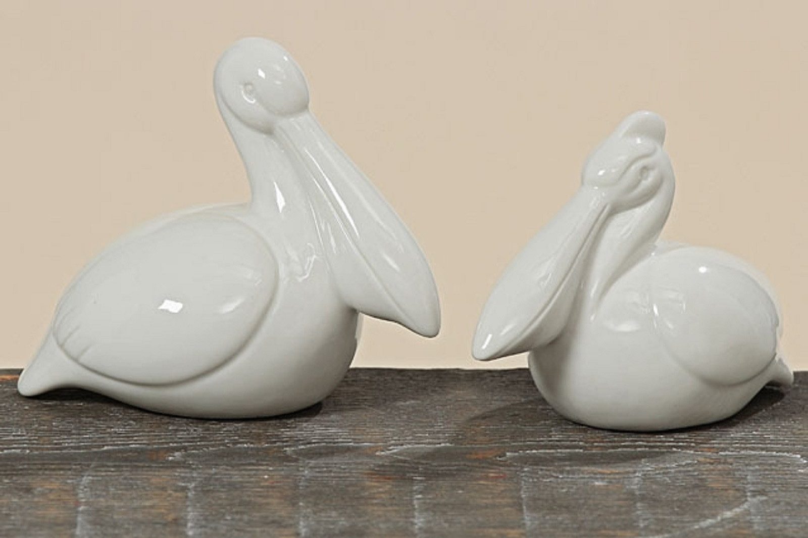 BOLTZE GRUPPE GmbH Osterhase Dekofigur Pelikan Porzellan H.7,5 weiß 2 Stück