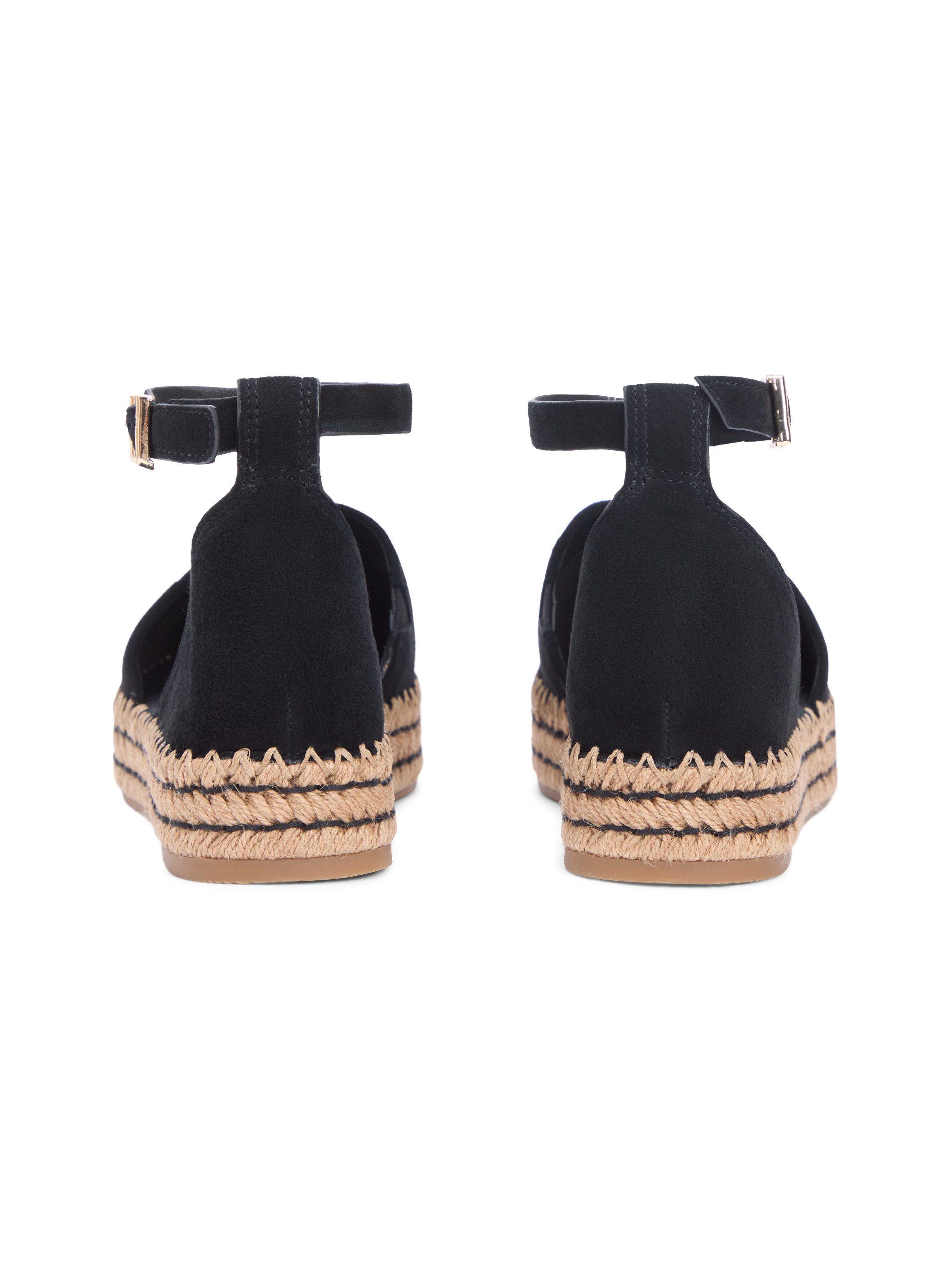 Tommy Hilfiger TH PLATFORM ESPAD SUEDE STRAP Riemchenballerina Sommerschuh, Plateausandalette mit verstellbarem Fersenriemchen