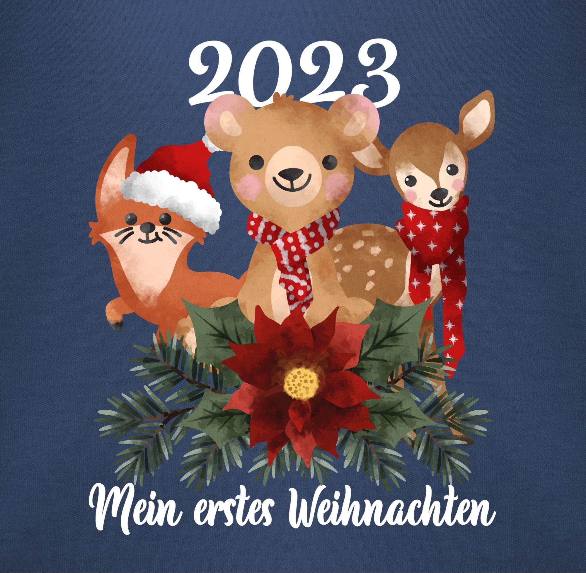 Shirtracer - süßen Navy Tieren Weihnachten 2023 weiß Weihnachten mit Blau Baby Shirtbody Mein Kleidung erstes 1