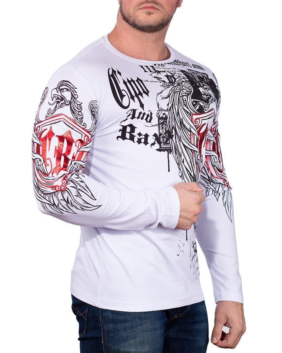 diversen Sweatshirt BA-CL477 weiß verziert mit & Prints Baxx Herren (1-tlg) Longsleeve Cipo