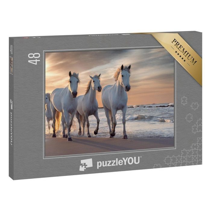 puzzleYOU Puzzle Die weißen Pferde der Camargue Frankreich 48 Puzzleteile puzzleYOU-Kollektionen Tiere 48 Teile Schwierig 100 Teile