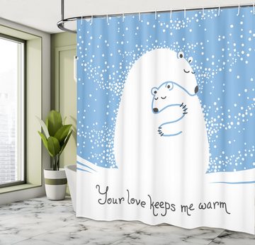 Abakuhaus Duschvorhang Moderner Digitaldruck mit 12 Haken auf Stoff Wasser Resistent Breite 175 cm, Höhe 180 cm, Winter Eisbär-Mutter-Baby