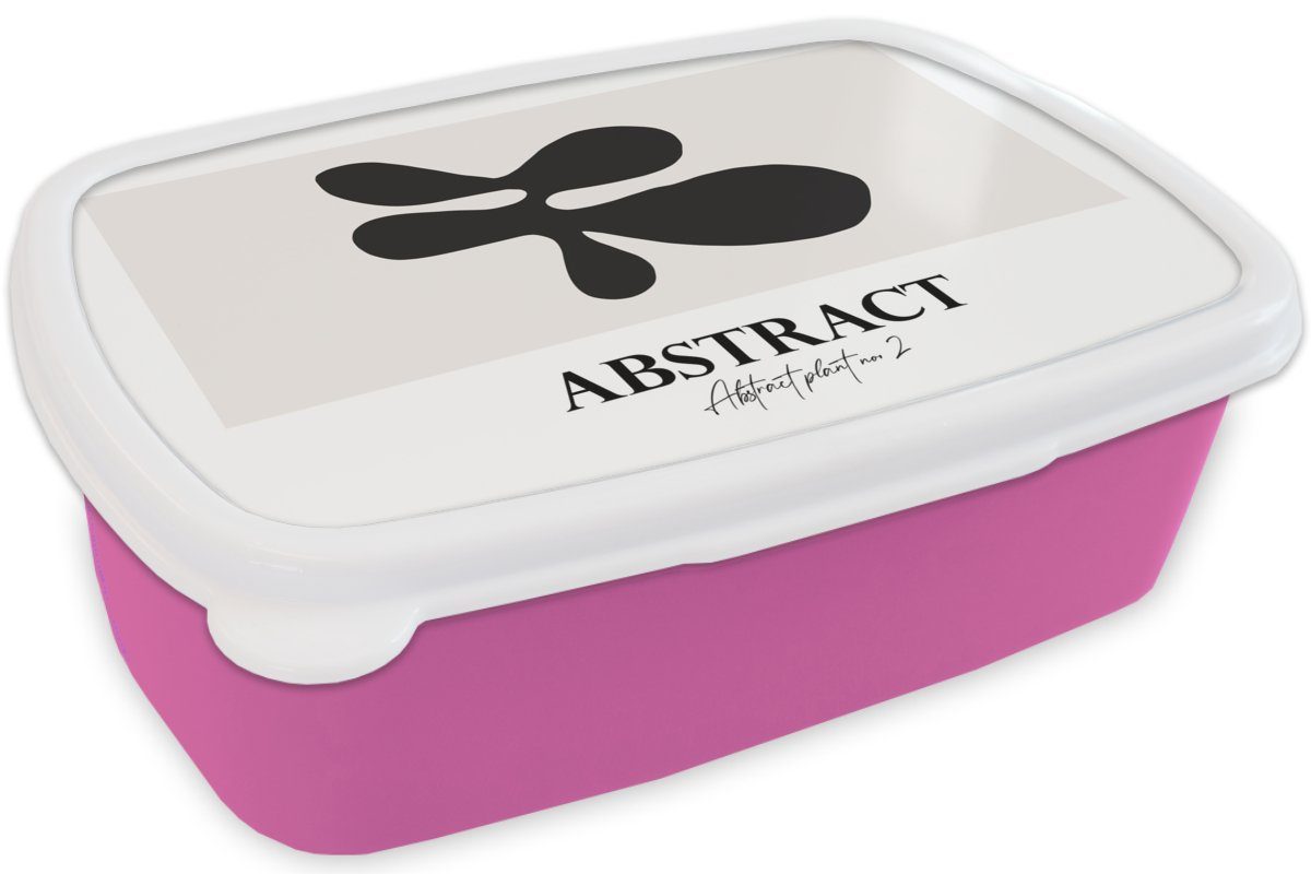 Abstrakt, Brotbox rosa Beige MuchoWow Mädchen, für Schwarz Lunchbox Erwachsene, Brotdose - Kunststoff, Snackbox, (2-tlg), Kinder, - Kunststoff