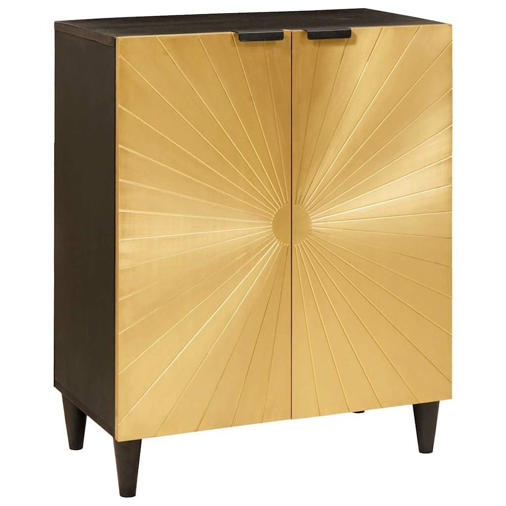vidaXL Schranksystem Sideboard Schwarz und Gold 60 x 33 x 75 cm Massivholz (1-St)