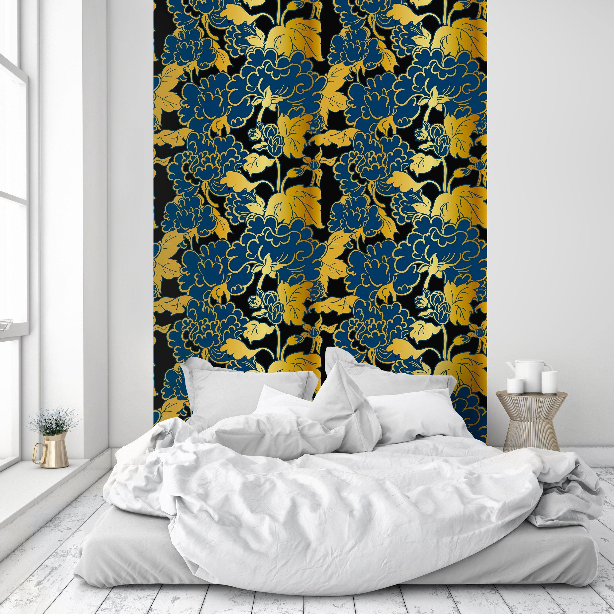 queence Vinyltapete Florentine, glatt, Antikoptik, Barock, Kunst, bedruckt, 90x250cm, selbstklebend, kinderleichte Anbringung, Sticker