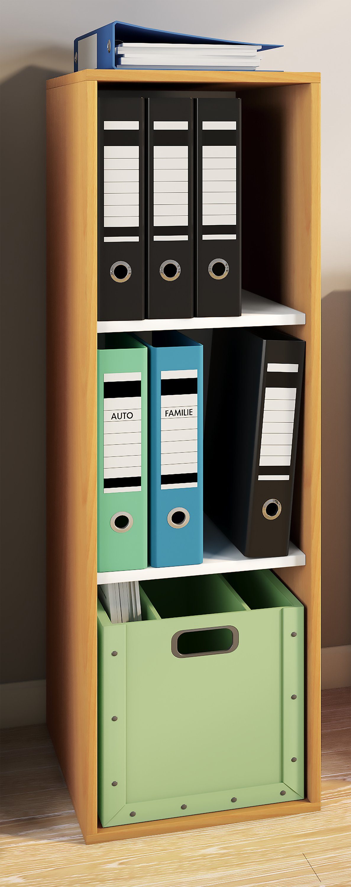 VCM Standregal Bücherregal Lona H. 110 x B. 35 x T. 37 cm, Holzregal stehend, platzsparender Aktenschrank, CD DVD Aufbewahrung