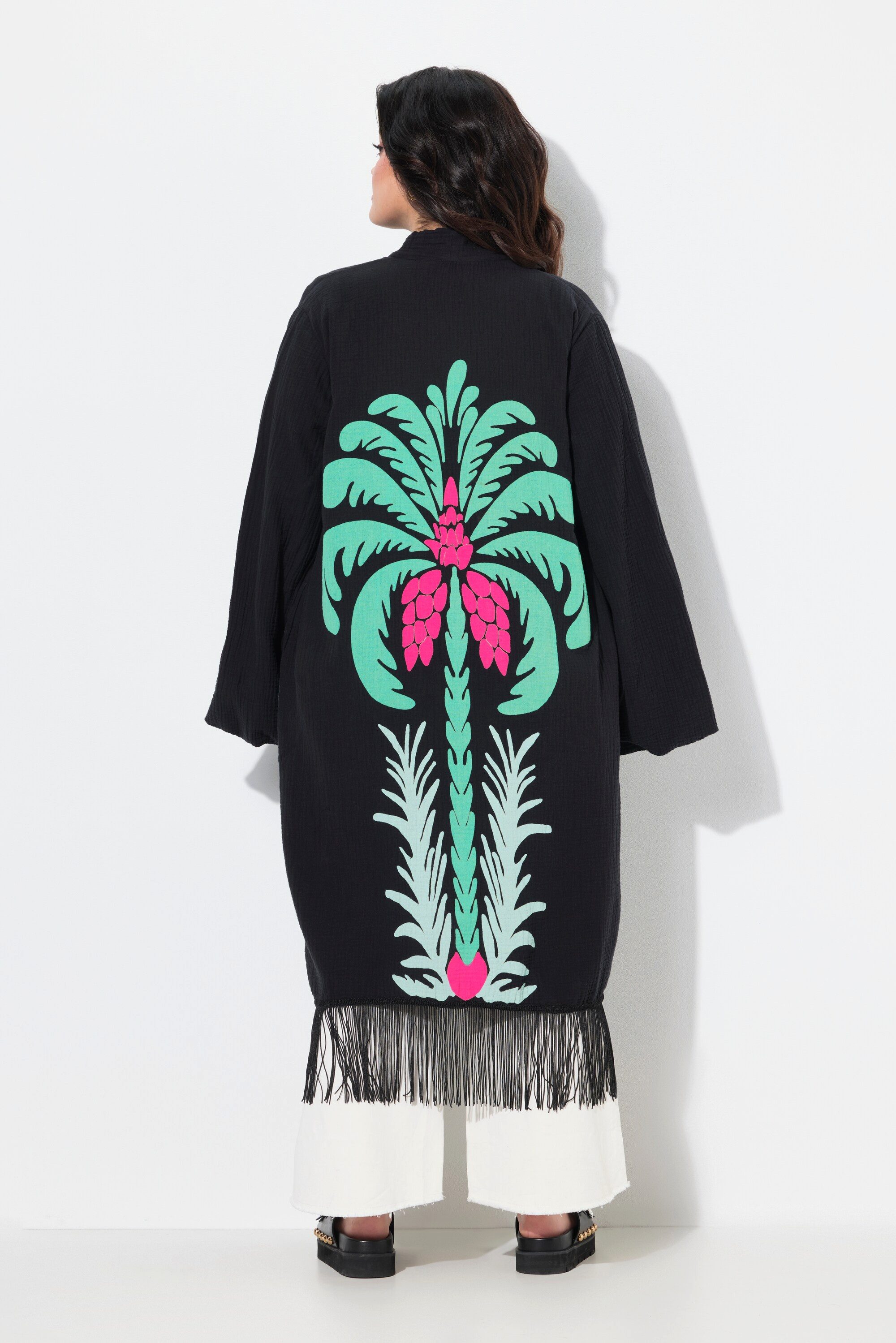 Angel of Style Sommerjacke Kimono Musselin Palmen-Print