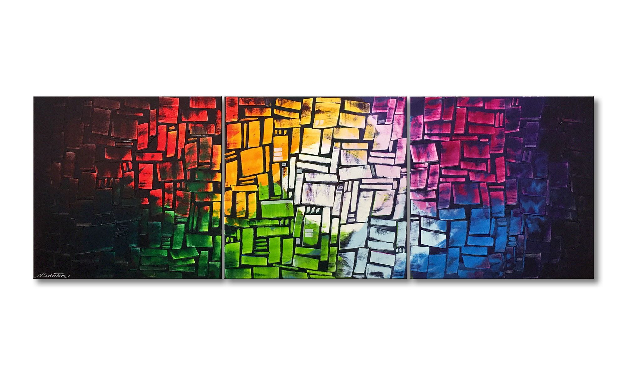 WandbilderXXL XXL-Wandbild Colors Of Light 210 x 70 cm, Abstraktes Gemälde, handgemaltes Unikat