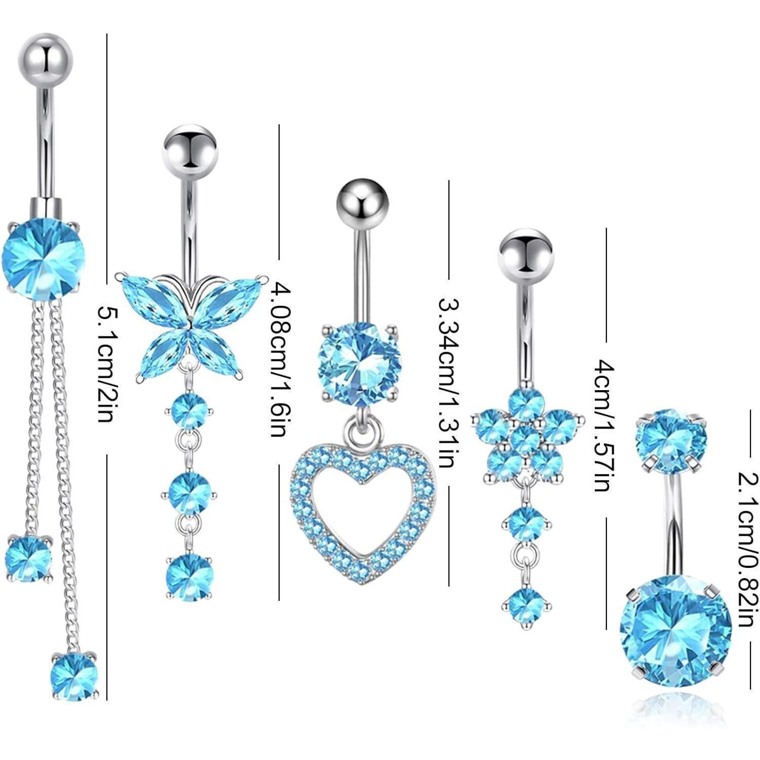 Bipl Bauchnabelpiercing Bauchnabelpiercing Set 5X-Blau günstig online kaufen