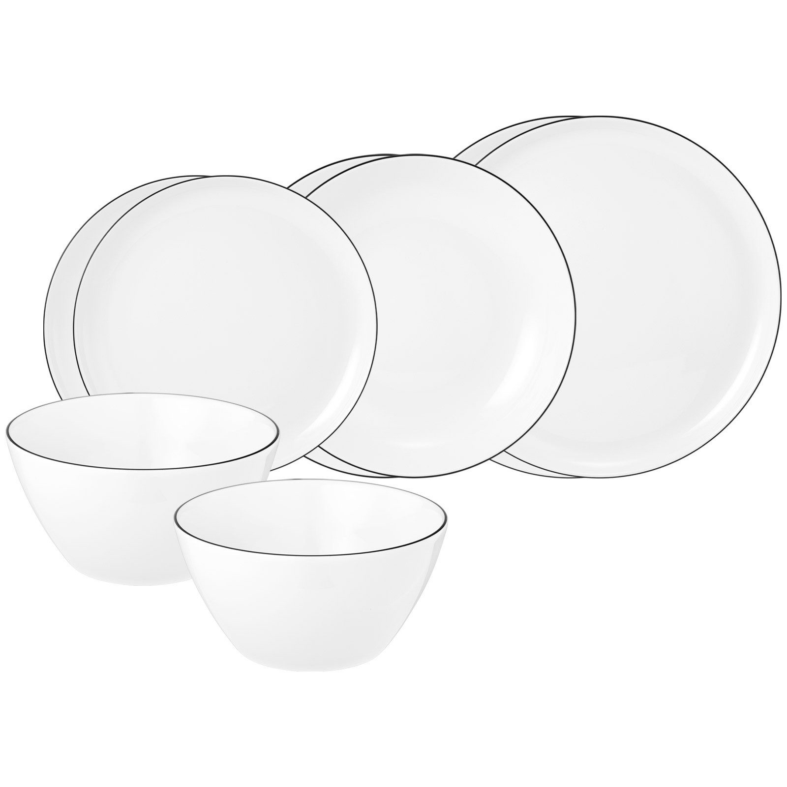 Seltmann Weiden Kombiservice Lido Black Line Einsteiger-Set 8er Set (8-tlg), 2 Personen, Porzellan