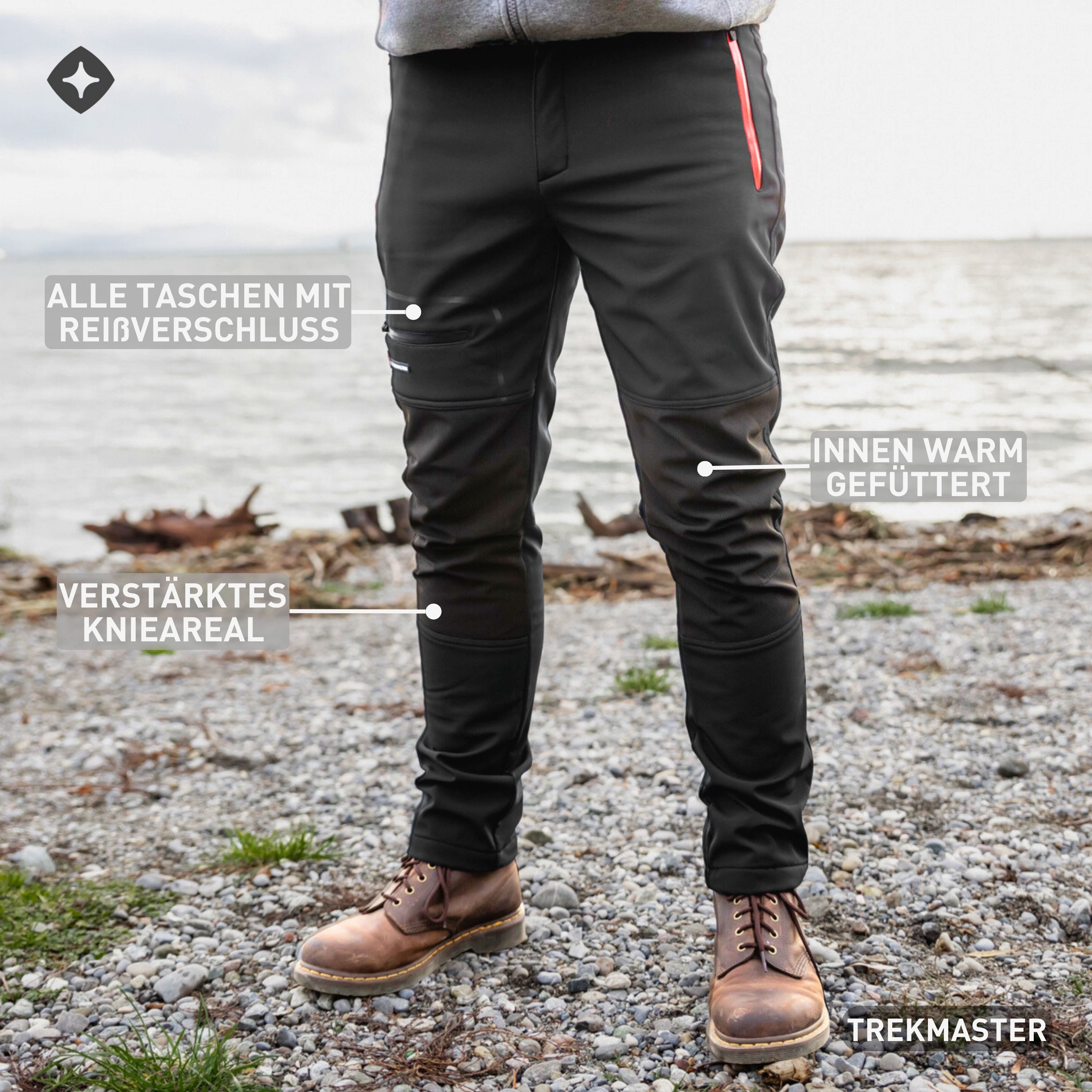 Höhenhorn Funktionshose Trekmaster Herren Softshellhose für Herren Gefüttert Snowboardhose weiches Microfleece-Innenfutter