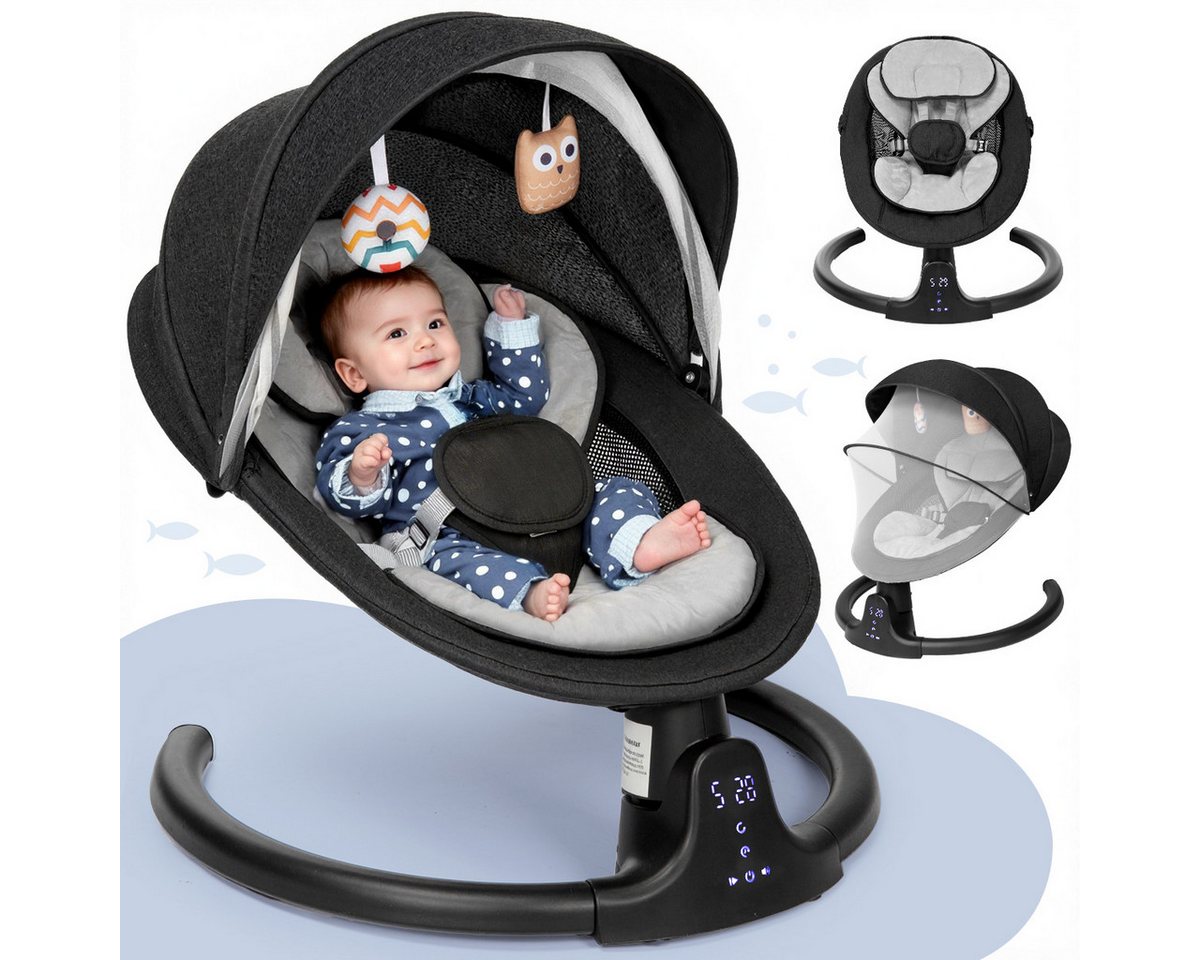 Insma Babywippe elektrisch Babyschaukel 5 Gang Schaukelstuhl Baby bluetooth, 3 Timer (1-tlg), mit bluetooth-Musik, abnehmbarem Kissen, Spielzeug, Batteriekompatibel