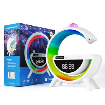 Sross Wecker Bluetooth Lautsprecher mit Wecker,Dimmbare LED Tischlampe Alarm Clock Nachtlicht Lampe mit Wireless Charger