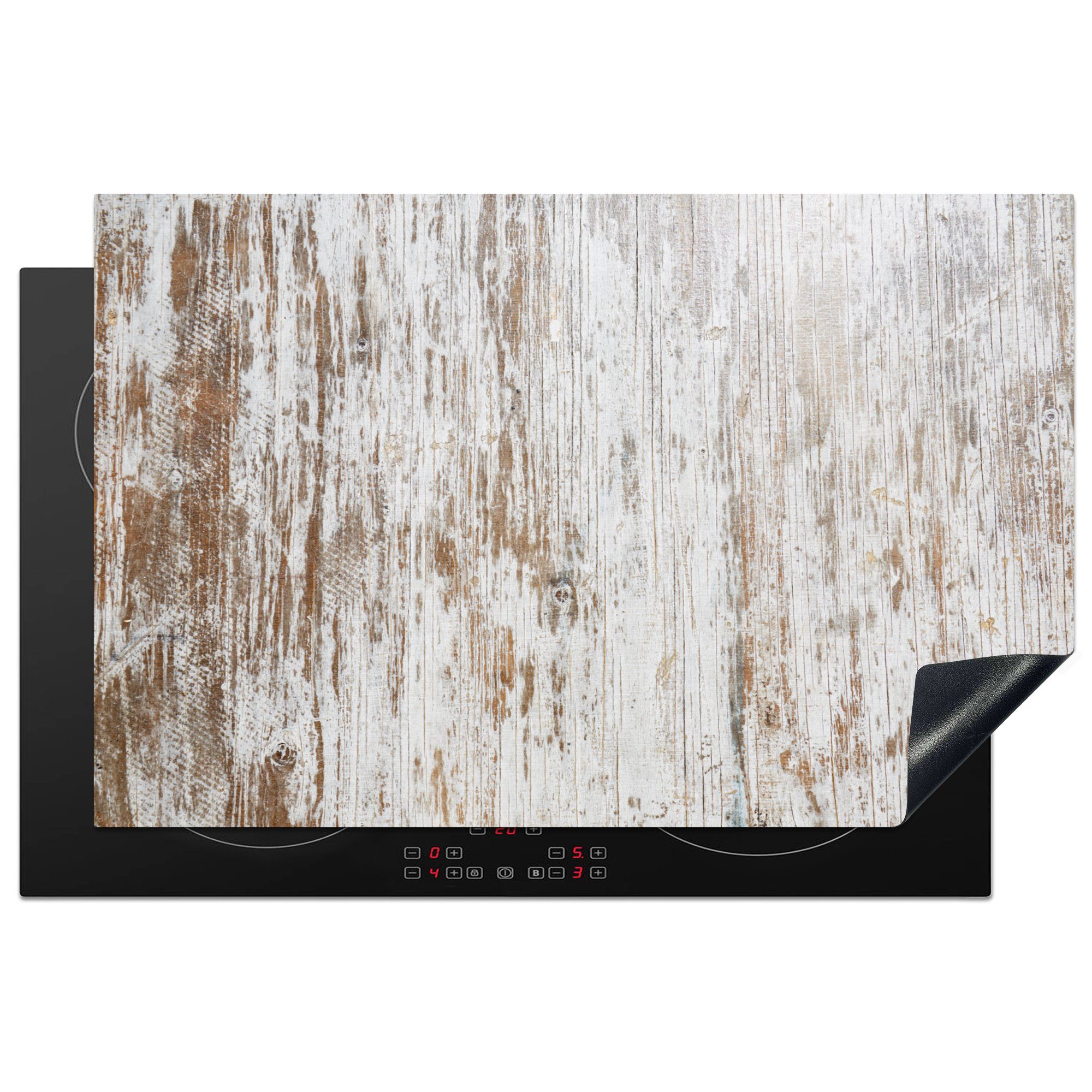 MuchoWow Herdblende-/Abdeckplatte Struktur der Holzbretter, Vinyl, (1 tlg), 81x52 cm, Induktionskochfeld Schutz für die küche, Ceranfeldabdeckung
