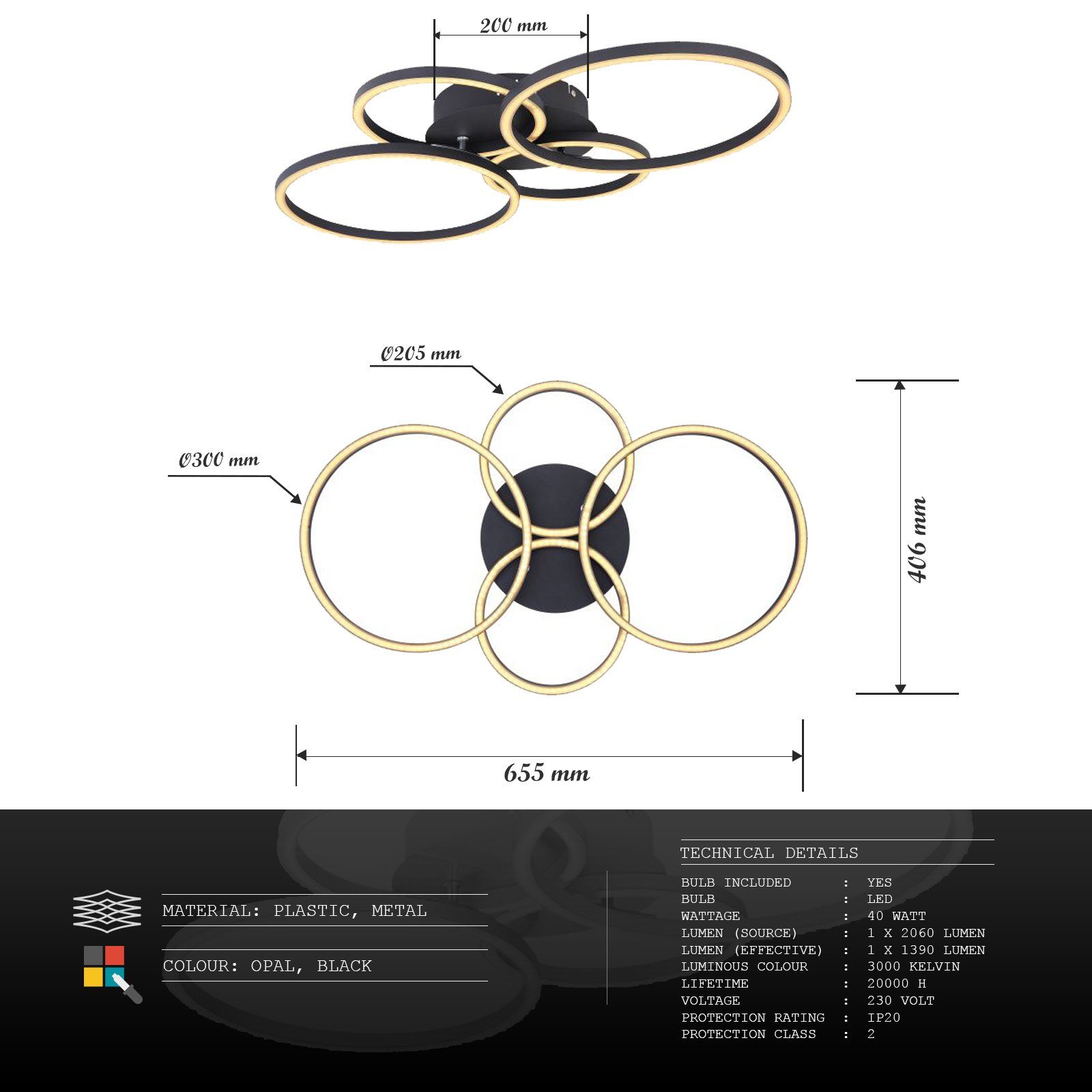 schwarz Deckenlampe Globo Schlafzimmer Wohnzimmer LED GLOBO Deckenleuchte Deckenleuchte