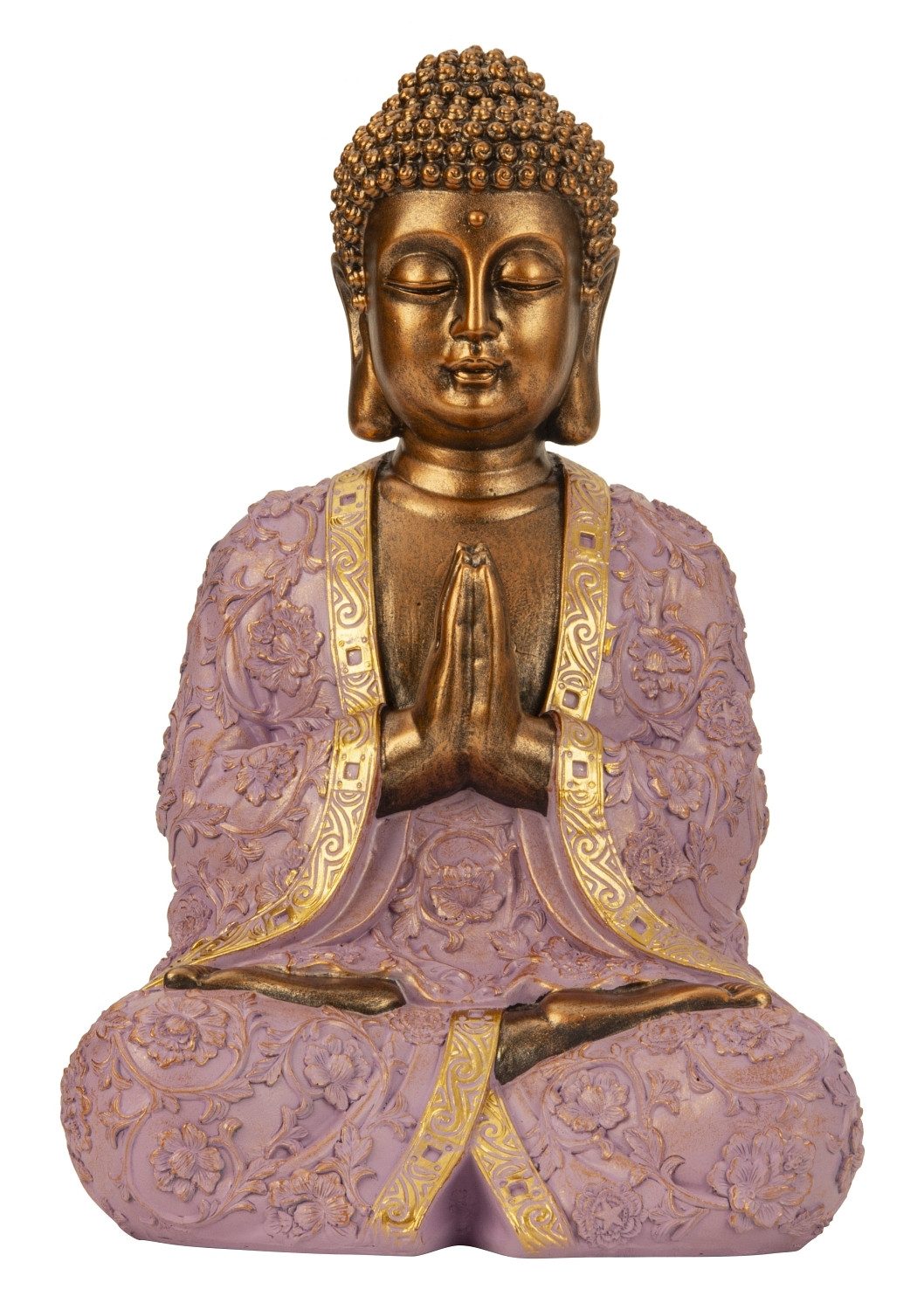 MF Buddhafigur Buddhafigur XXL Buddha Lotus Harmonie – In Lila-Flieder und Gold (1 St)