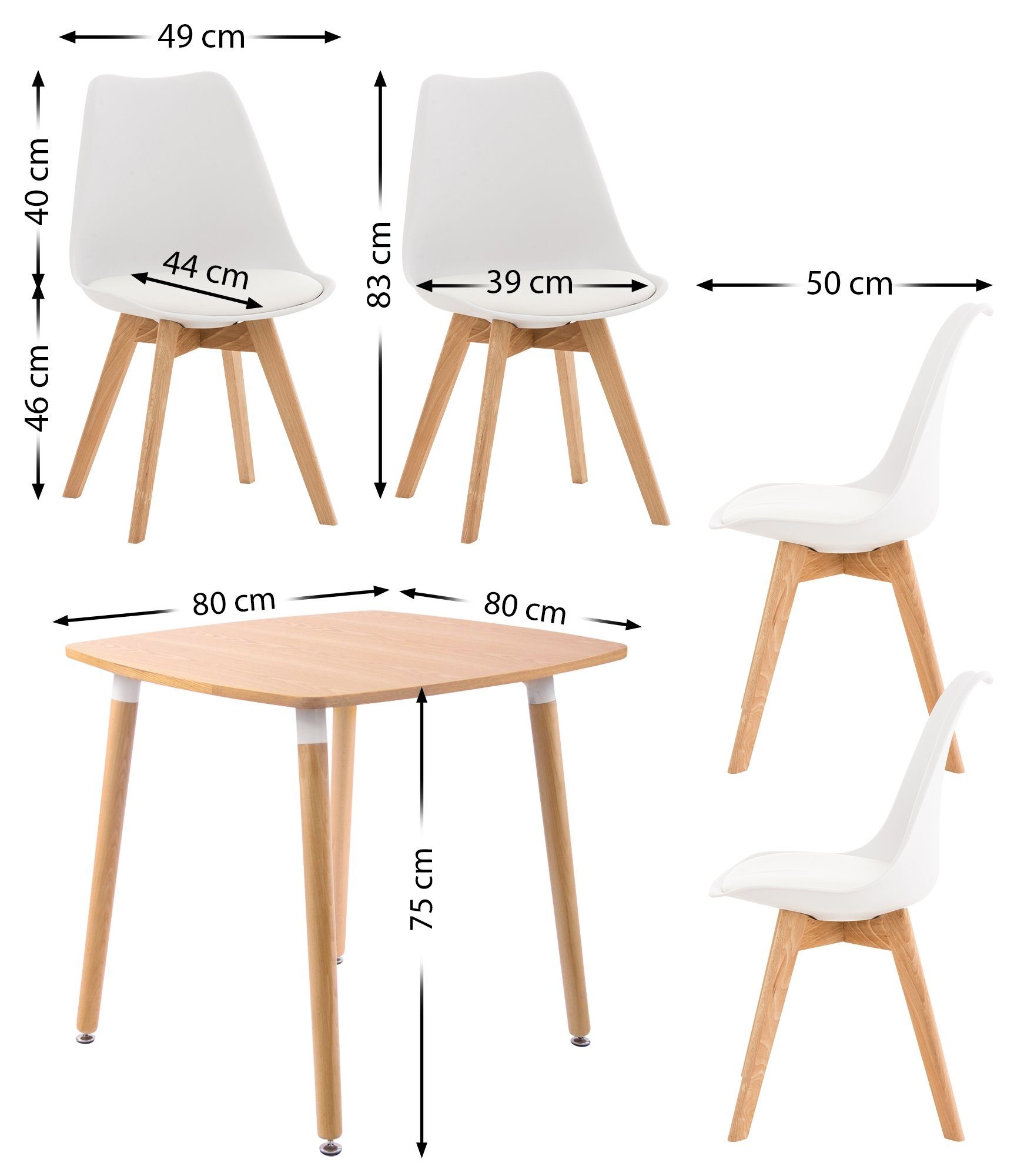 Liborg, Essgruppe CLP und Tisch mit 4 Sitzpolster, Stühle Buchenholz natura/weiß