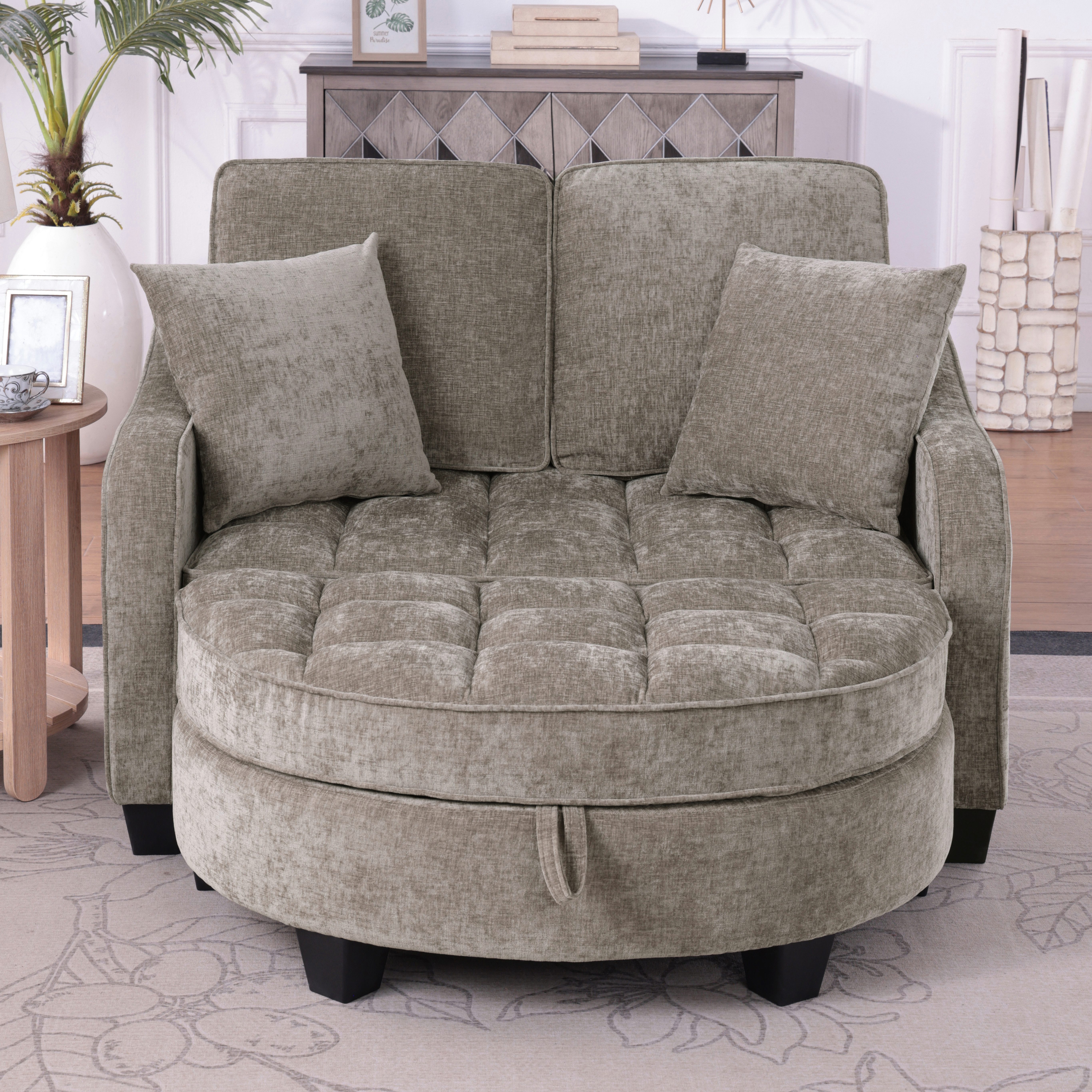HAUSS SPOLE Schlafsofa mit Schlaffunktion Wohnzimmersofa Multifunktionales Sofa mit Hocker, Multifunktionales Sofa mit Hocker, 2-in-1 Sofa-Bett für Wohn/Arbeits/Schlafzimmer, Braun