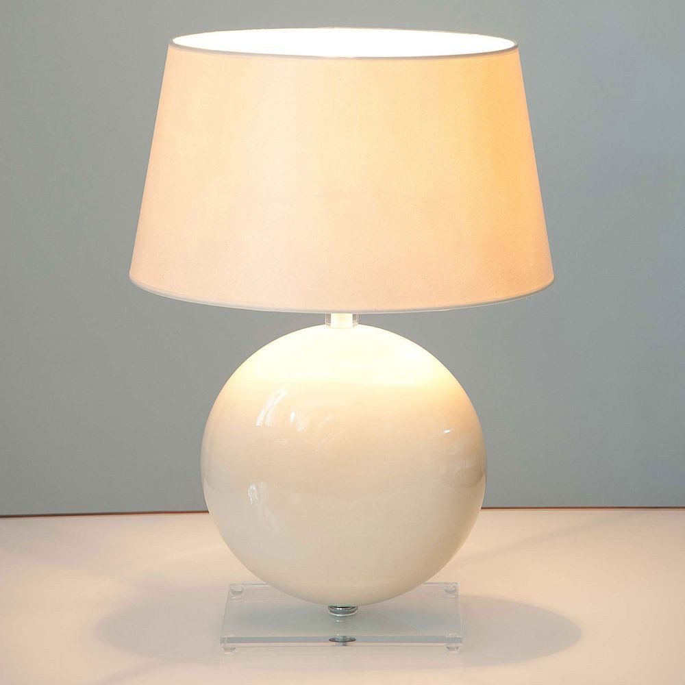Tischleuchte Billiardo Keramik-Plexiglas Creme-Klar Crème, Klar