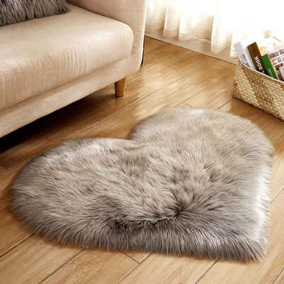 Coonoor Bodenmatte 50*60CM herzförmiger Plüschbodenmatte, geeignet für Schlafzimmer, Wohnzimmer Teppich Bodenmatte
