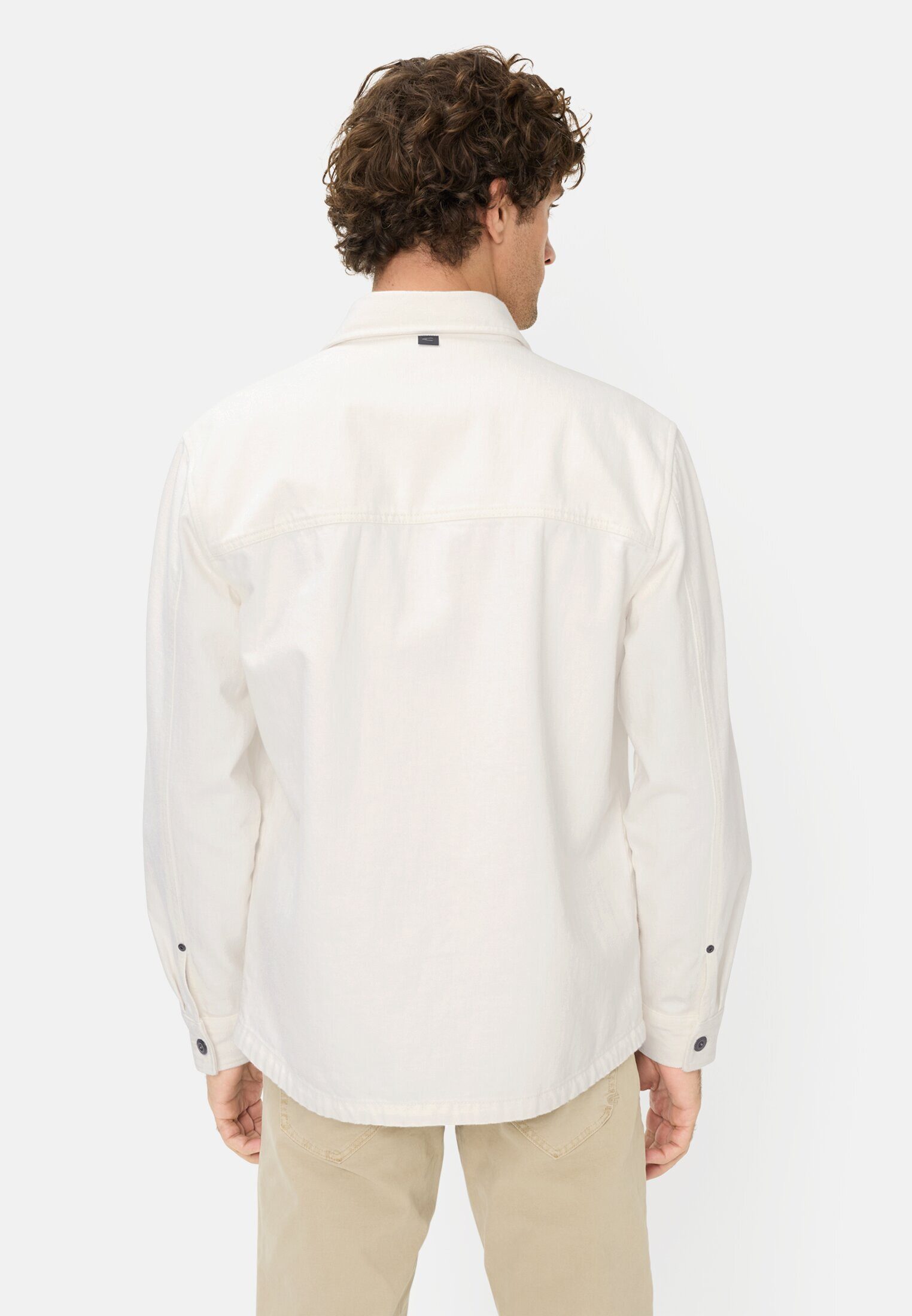 camel active Hemdjacke Langarmhemd aus reiner Baumwolle Langarm Markenlogo