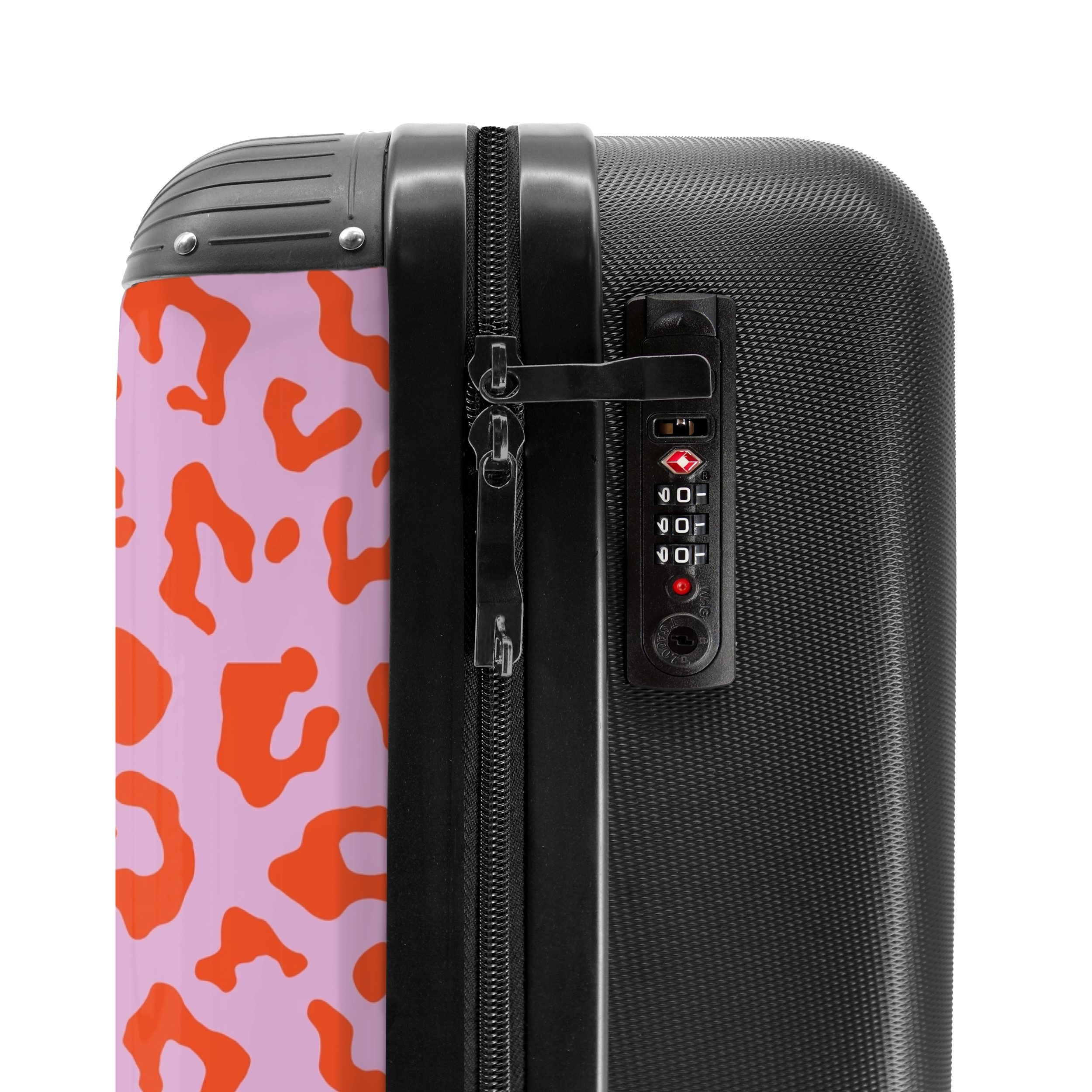 NoBoringSuitcases.com© Hartschalen-Trolley Rosa mit rotem Panther-Aufdruck 55x35x20cm, Handgepäck Koffer & Trolleys, Luggage, Reisekoffer Frauen – Bild 5 von 5