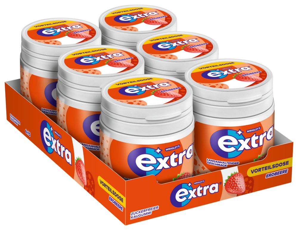 EXTRA Süßigkeit EXTRA Kaugummi Dose Erdbeere 6 Dosen