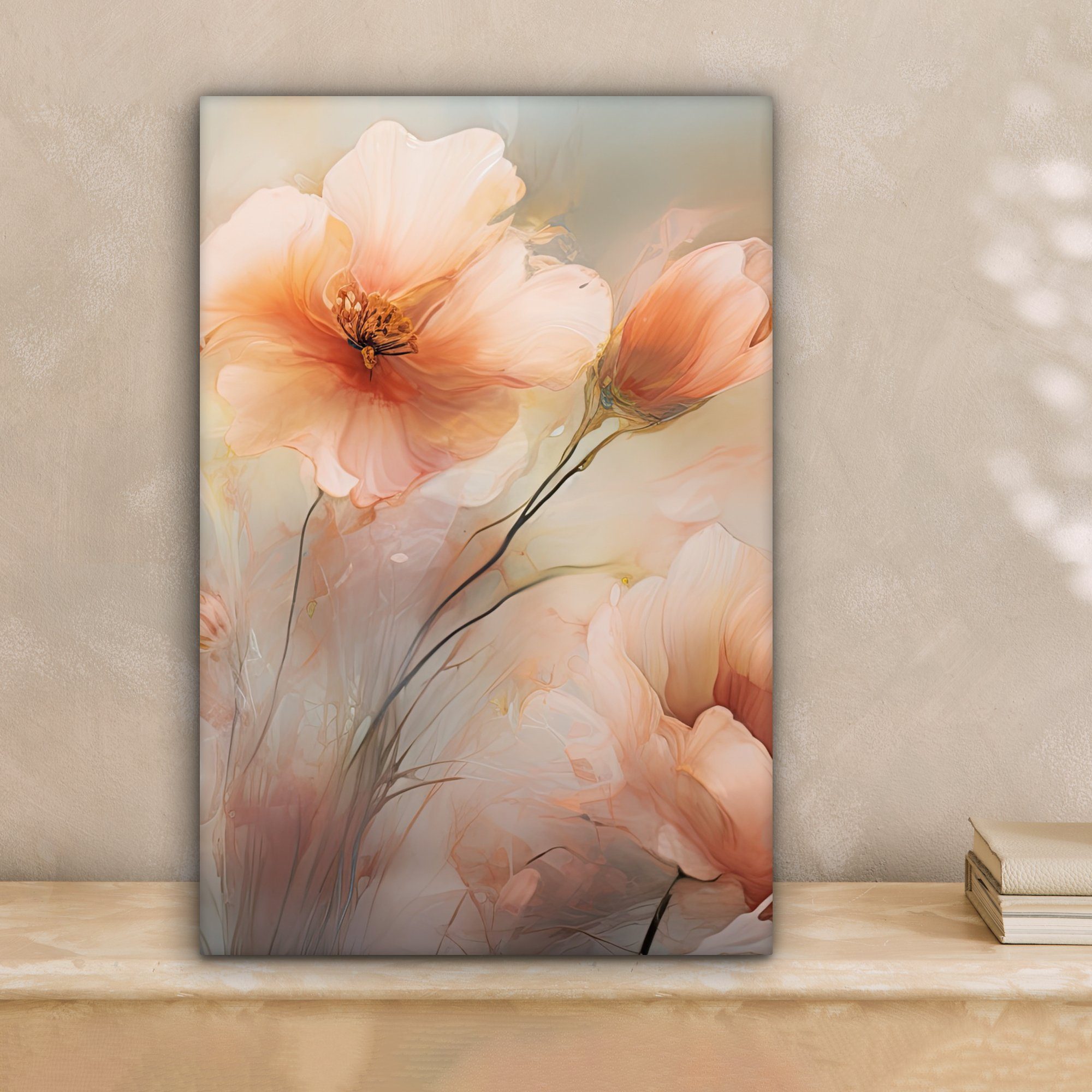 OneMillionCanvasses® Leinwandbild Blumen - Pastell - Kunst - Mohnblumen - A günstig online kaufen