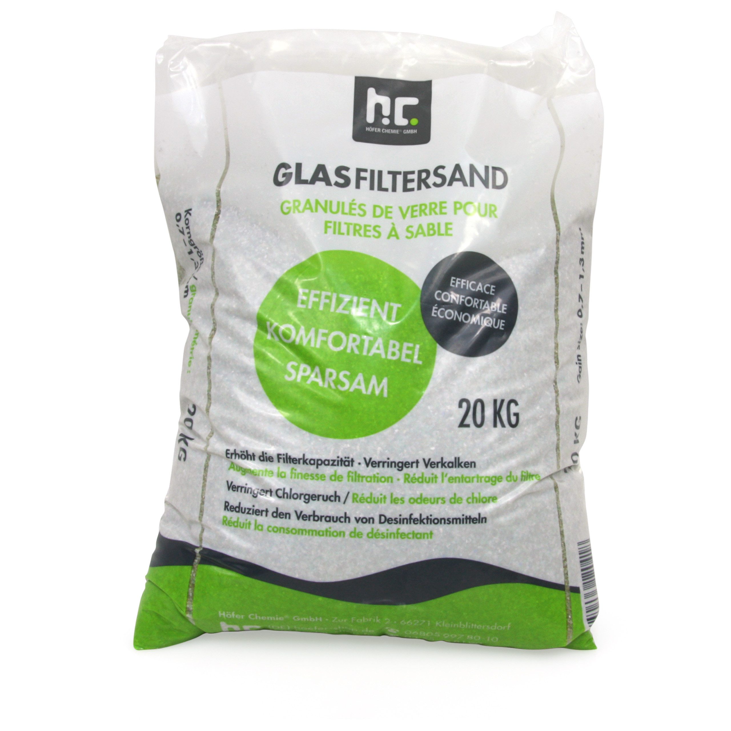Poolpflege 20kg Spezial Glasgranulat für Sandfilter 0,7-1,3mm Körnung