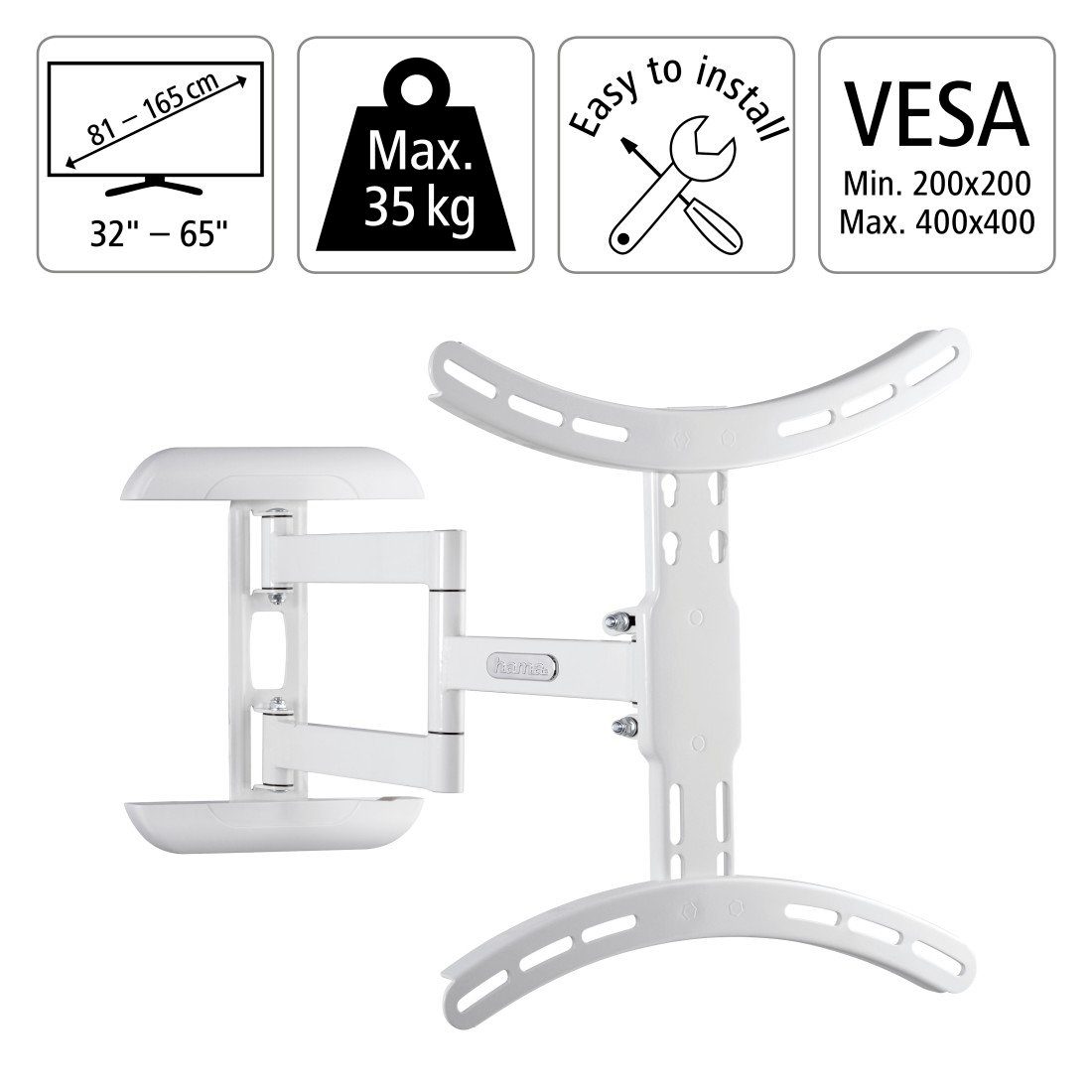 Hama TV-Wandhalterung TV-Halterung, schwenkbar,vollbeweglich,81-165 cm (32"-65),43",50",55", (bis 65 Zoll)