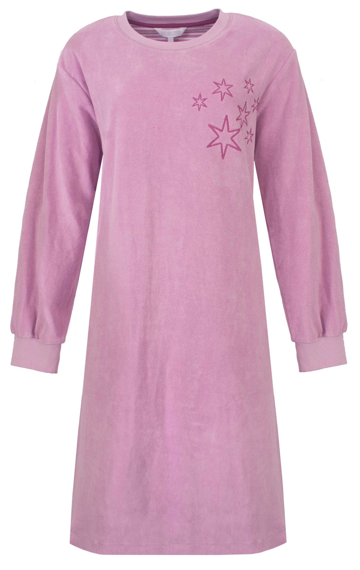 Tenderness Nachthemd Damen Frottee Schlafshirt Bündchen (1-tlg) Modisches Design