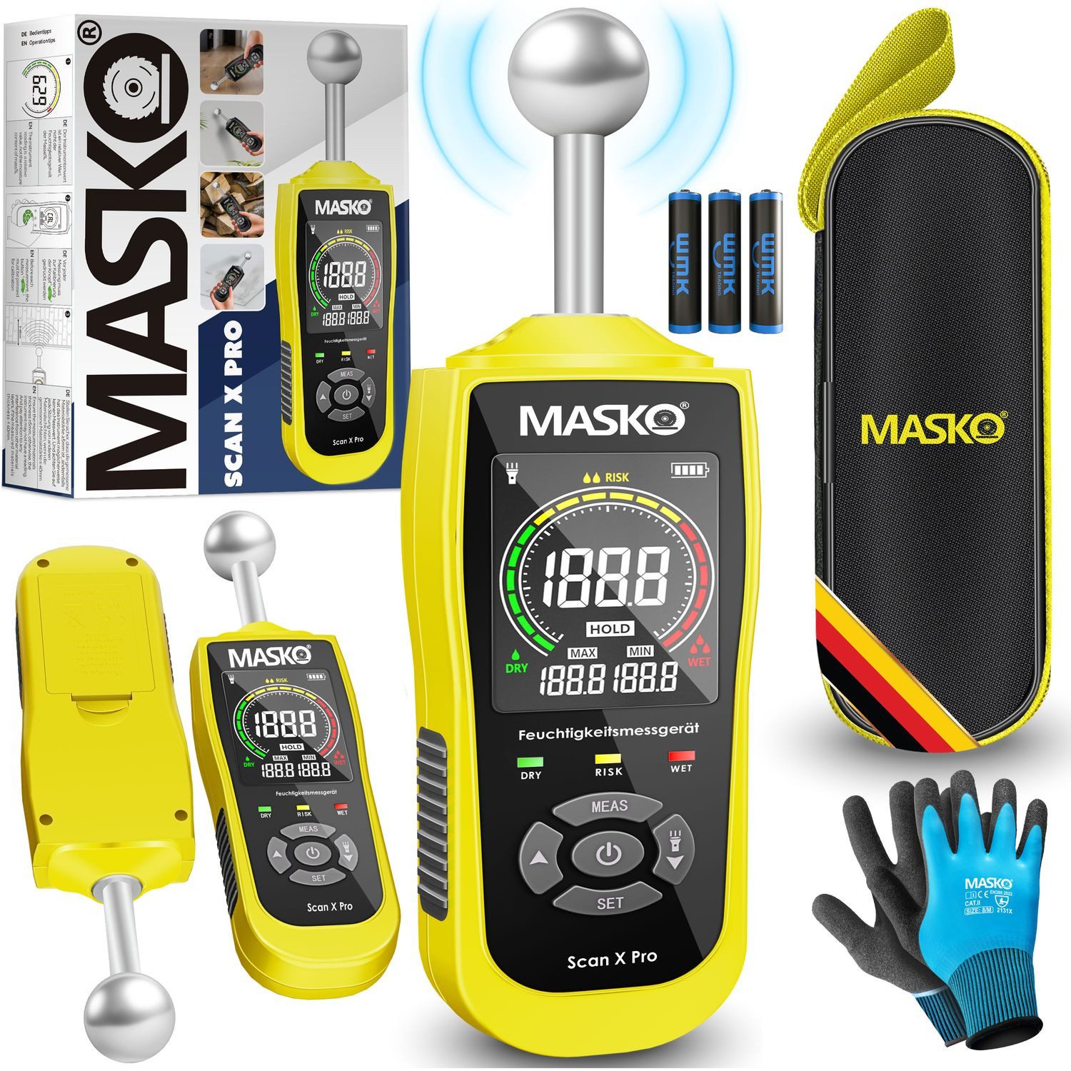 MASKO Feuchtigkeitsmesser, (Alarm, Taschenlampe & Datenhaltefunktion), günstig online kaufen