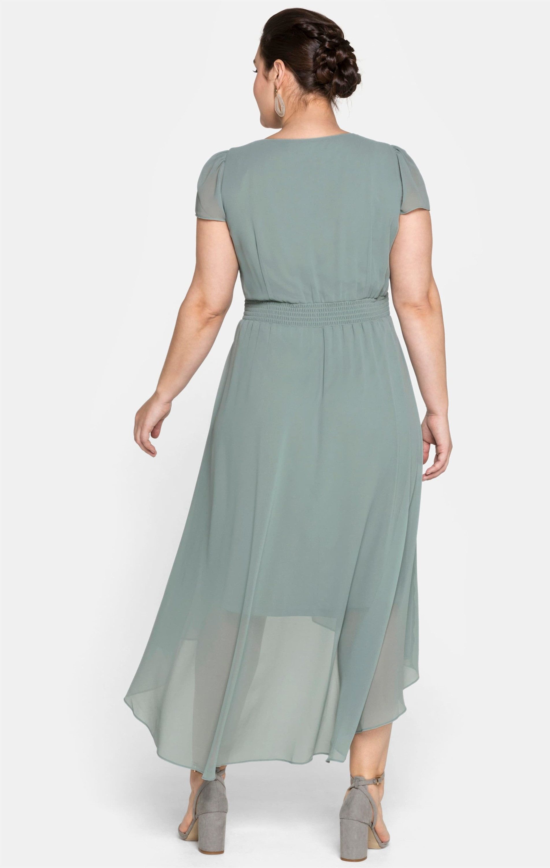 Sheego Etuikleid Abendkleid Kurzarm mit Flügelärmeln