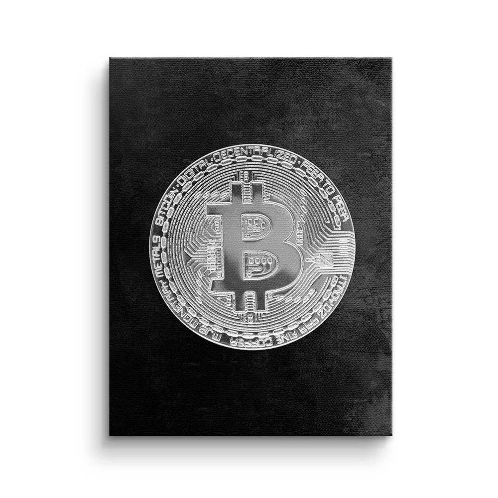 - Leinwandbild Bitcoin, - DOTCOMCANVAS® - Leinwandbild Premium Crypto - Black Rahmen Trading Motivation goldener Bitcoin Black