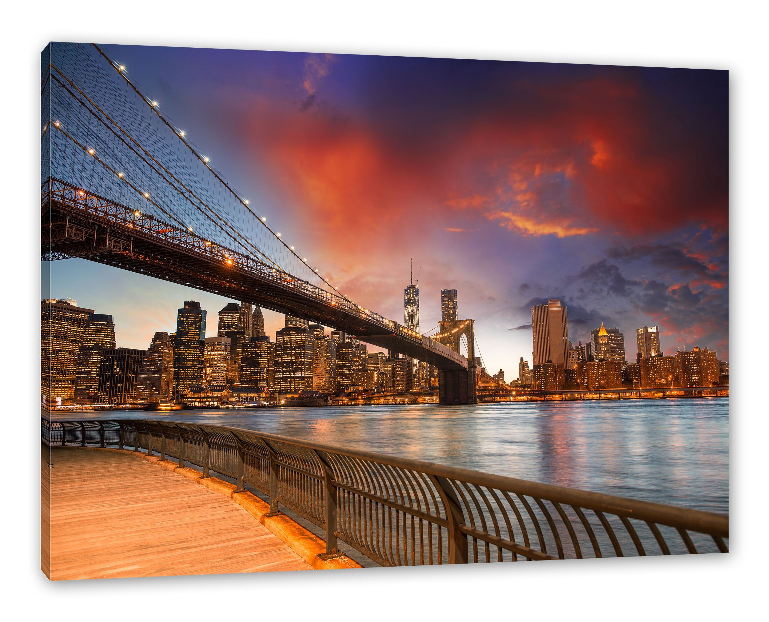 Pixxprint Leinwandbild Brooklyn Bridge Park New York, Brooklyn Bridge Park New York (1 St), Leinwandbild fertig bespannt, inkl. Zackenaufhänger | Leinwandbilder