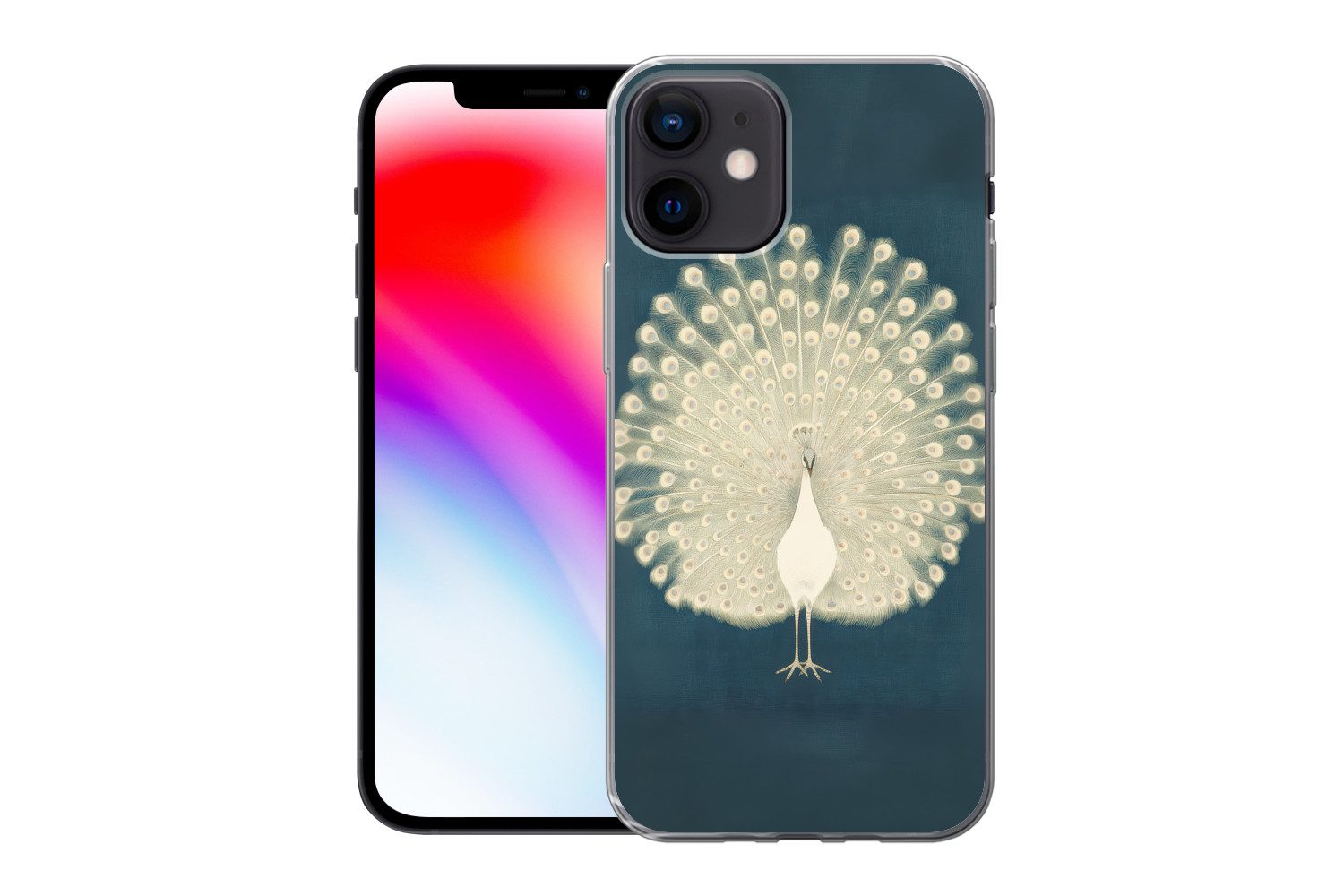 MuchoWow Handyhülle für Apple iPhone 12 Vogel - Blau - Vintage, Smartphone-Bumper, Print, Handy Schutzhülle Dünn