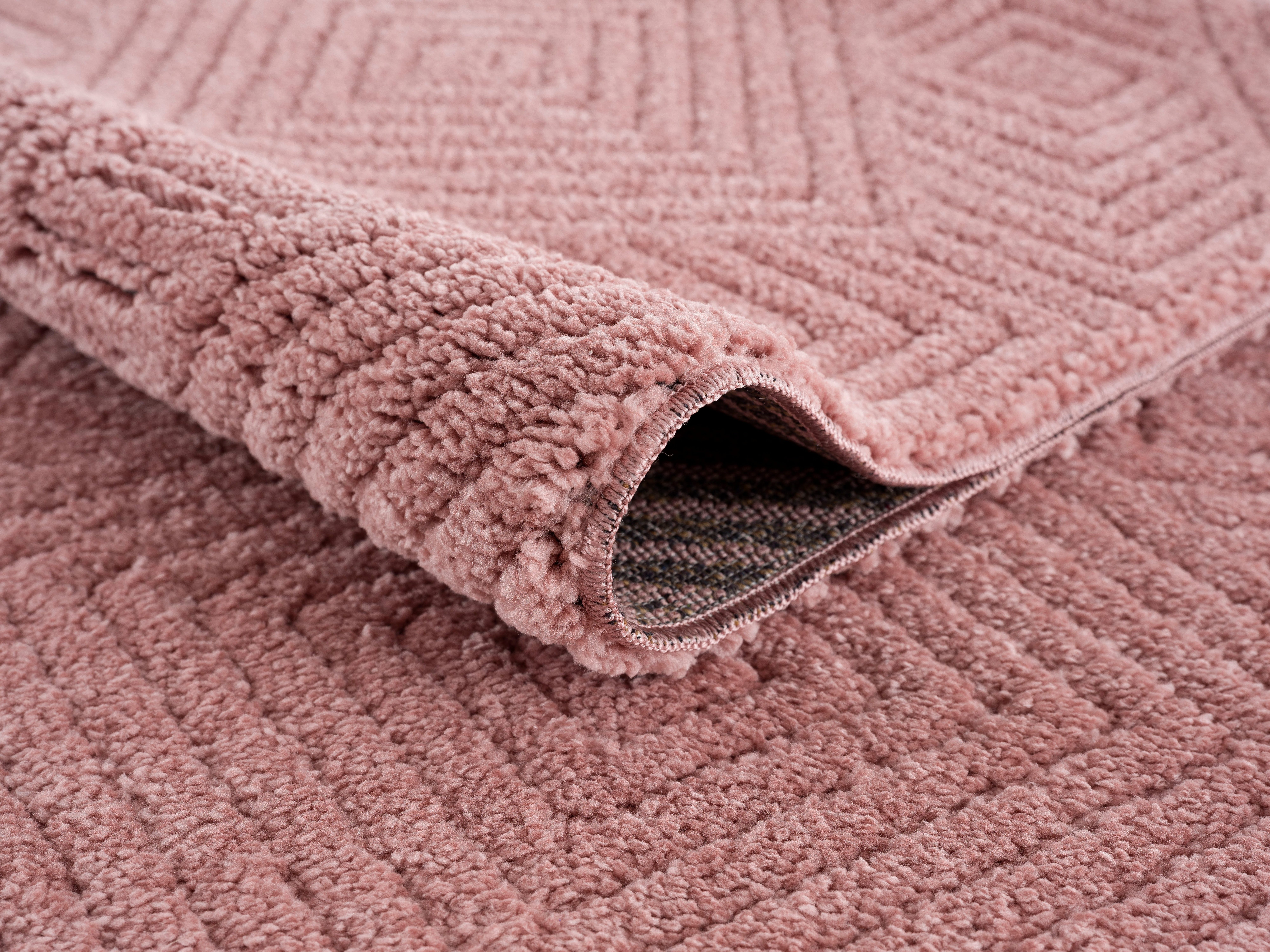 Teppich Duchesse, Leonique, rechteckig, Fransen grafisches mm, Wende-Teppich 3D-Effekt, mit pink im 22 Design, Höhe: Boho