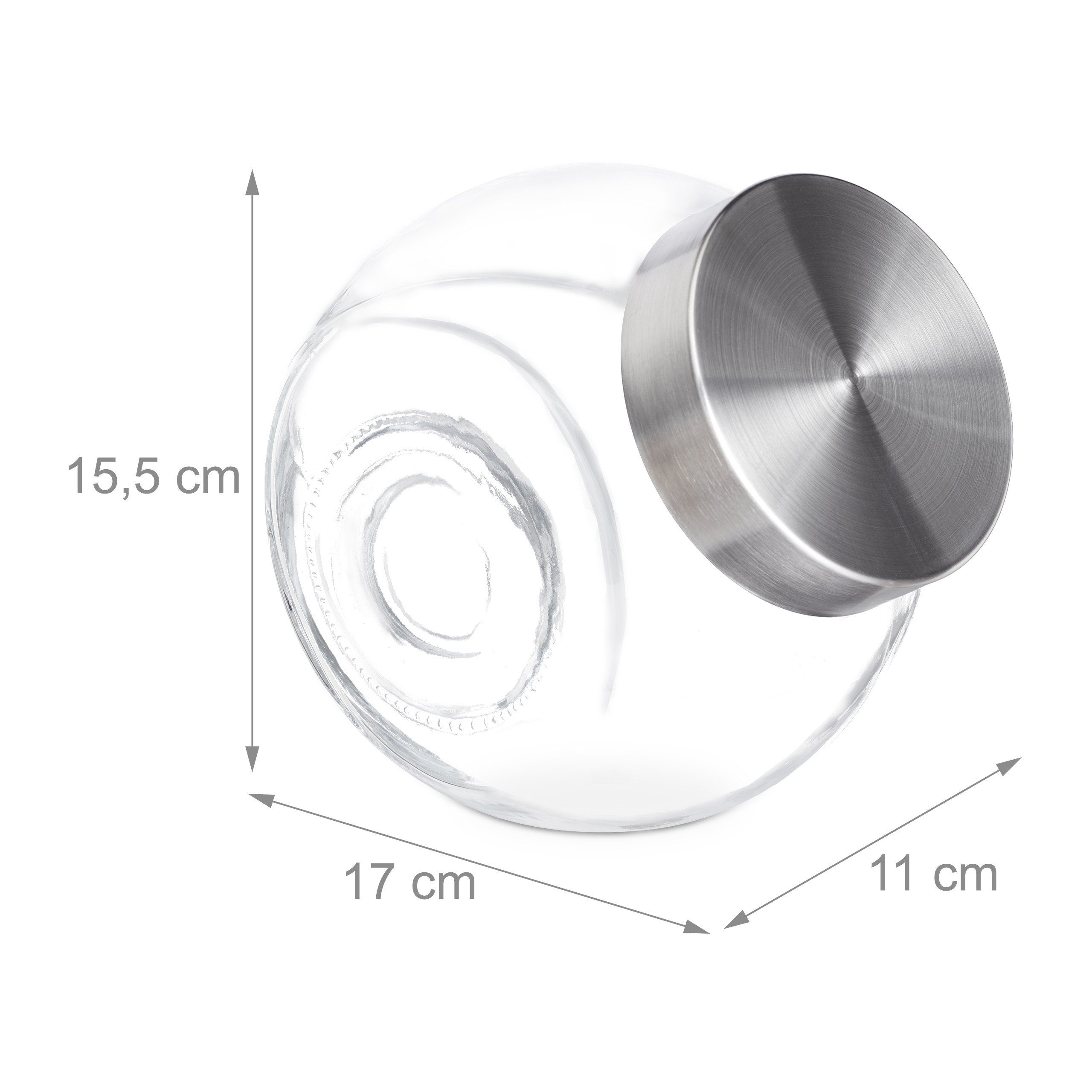 relaxdays Vorratsglas Bonbongläser 4er Set 1,5 L, Glas, (4-tlg) – Bild 4 von 5