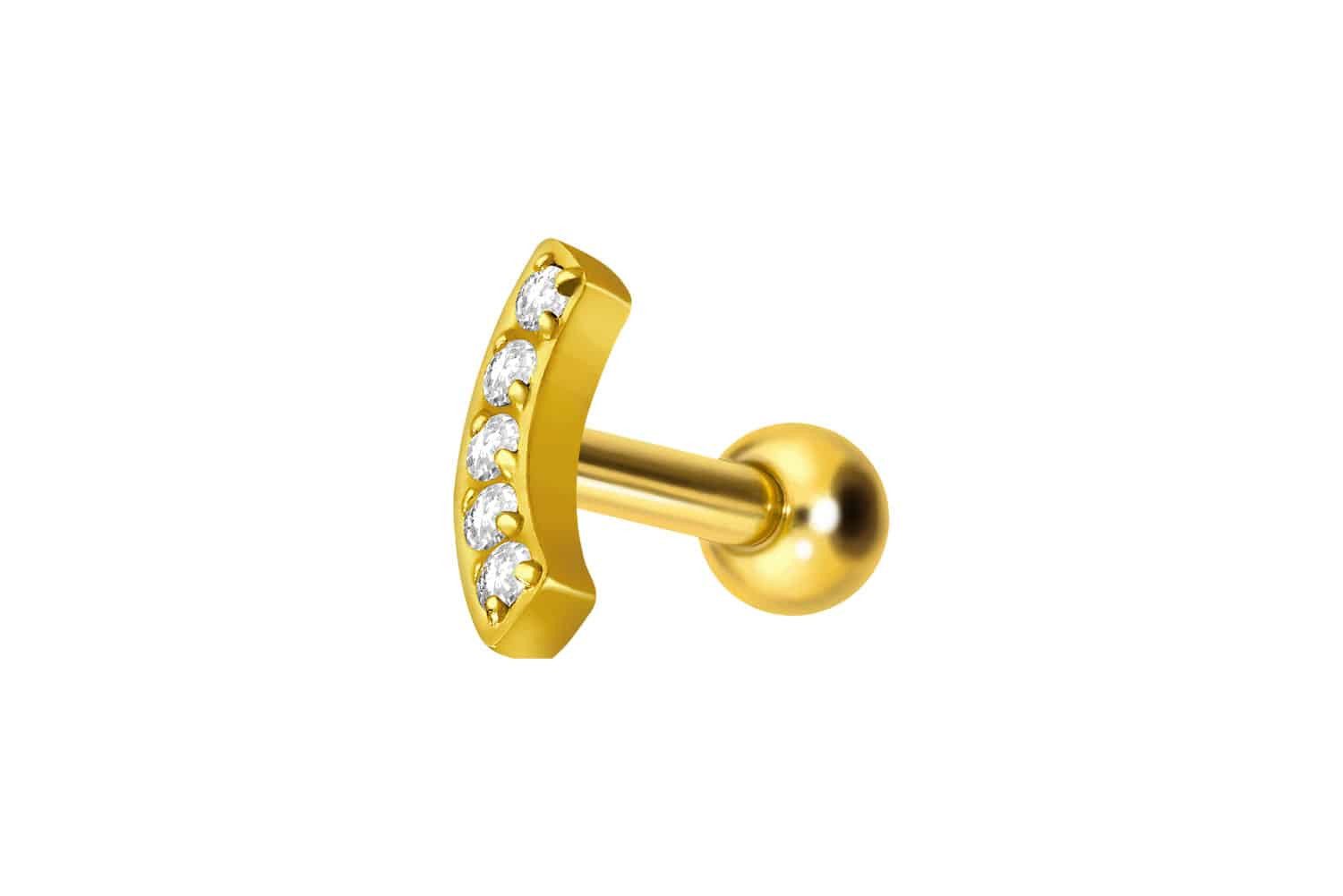 Piercing-Set Titan Ohrpiercing mit Innengewinde BOGEN + 5 KRISTALLE